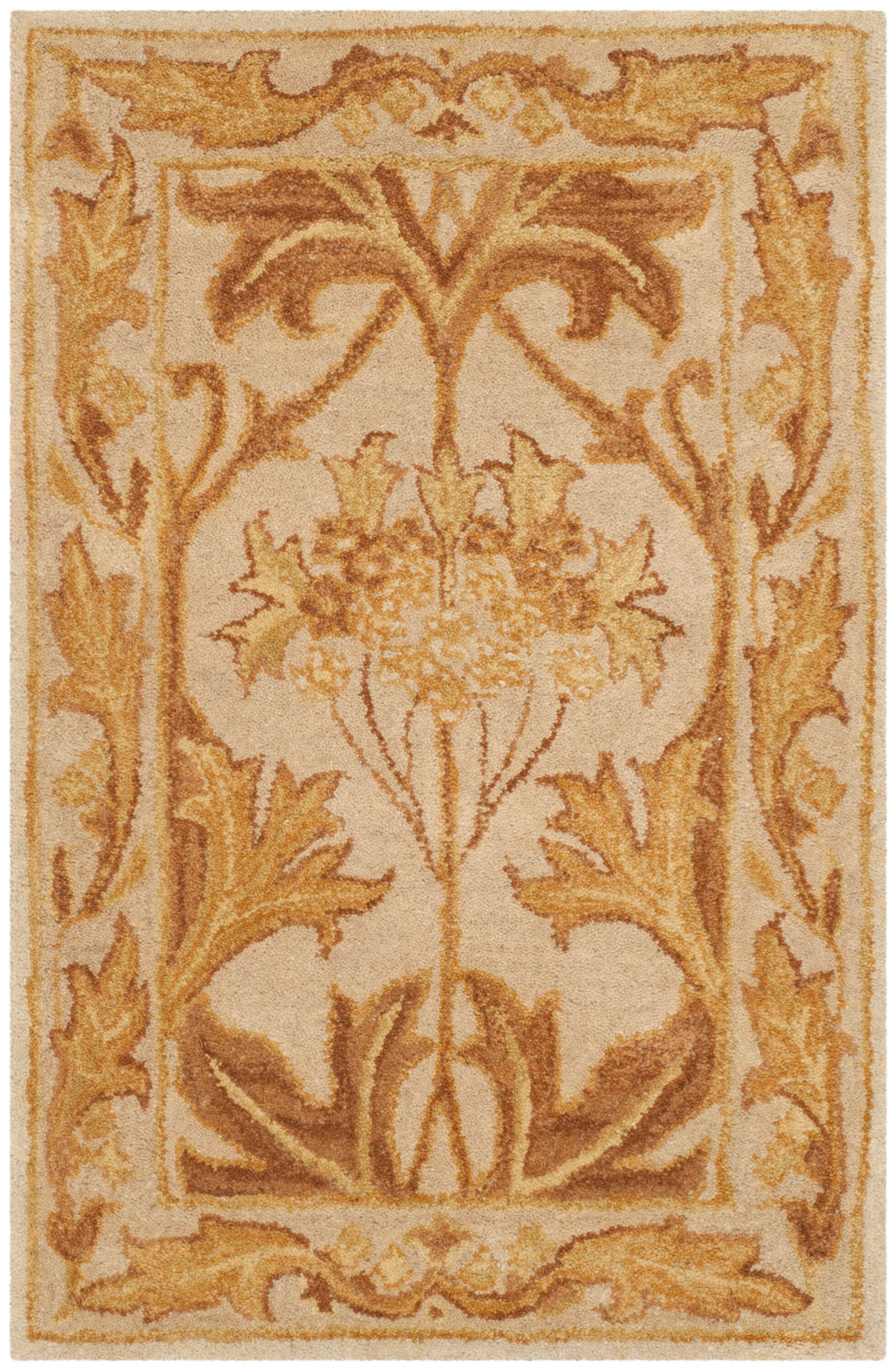 Beige and Gold Handmade Wool Tufted Area Rug
