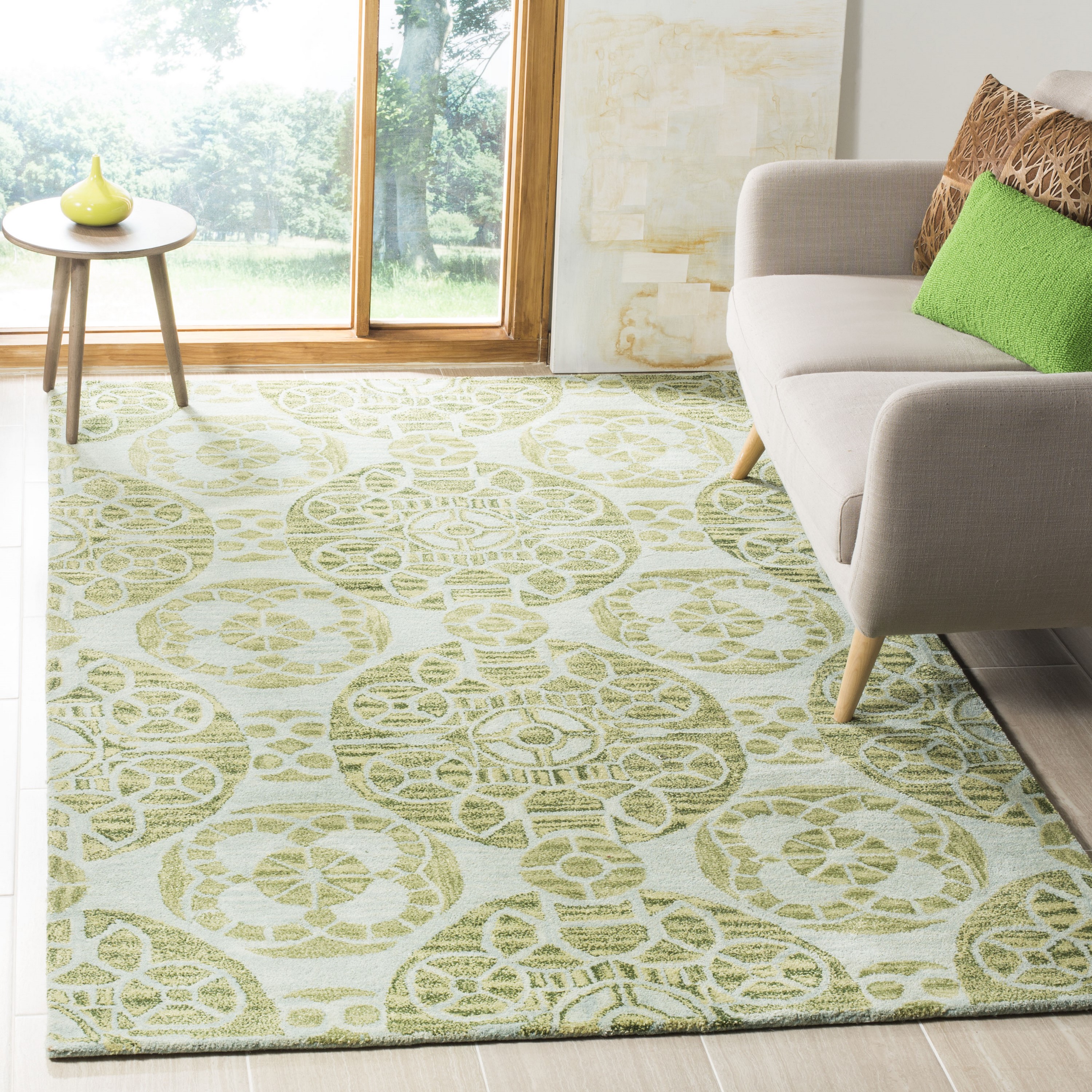 Safavieh WYD376K-8 Wyndham Hutton 8 x 10 (ft) Tufted Wool Turquoise/Green Rectangular Indoor Abstract Bohemian/Eclectic Area rug