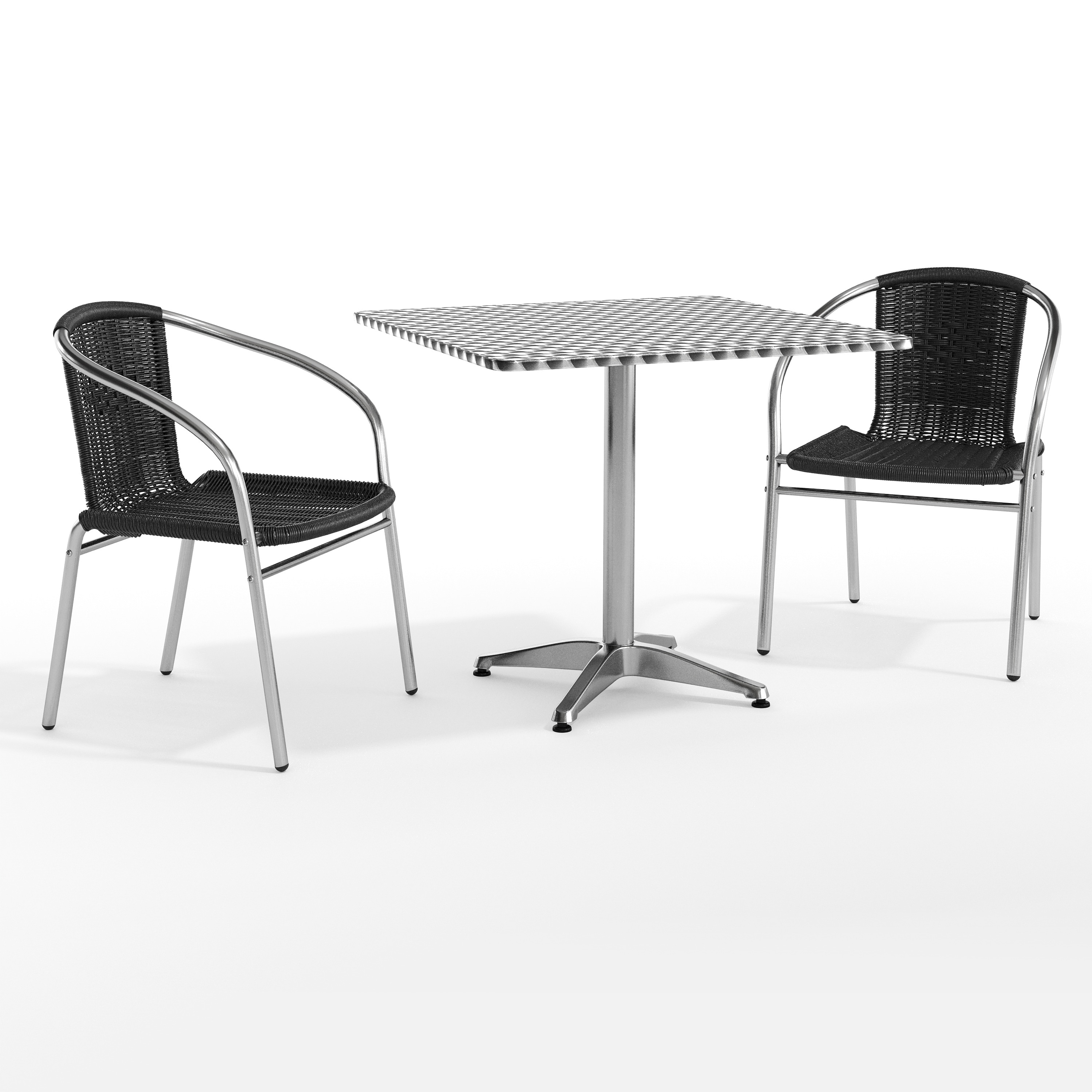 Flash Furniture - Lila 31.5-in Square Aluminum Indoor-Outdoor Table Set with 2 Black Rattan Chairs