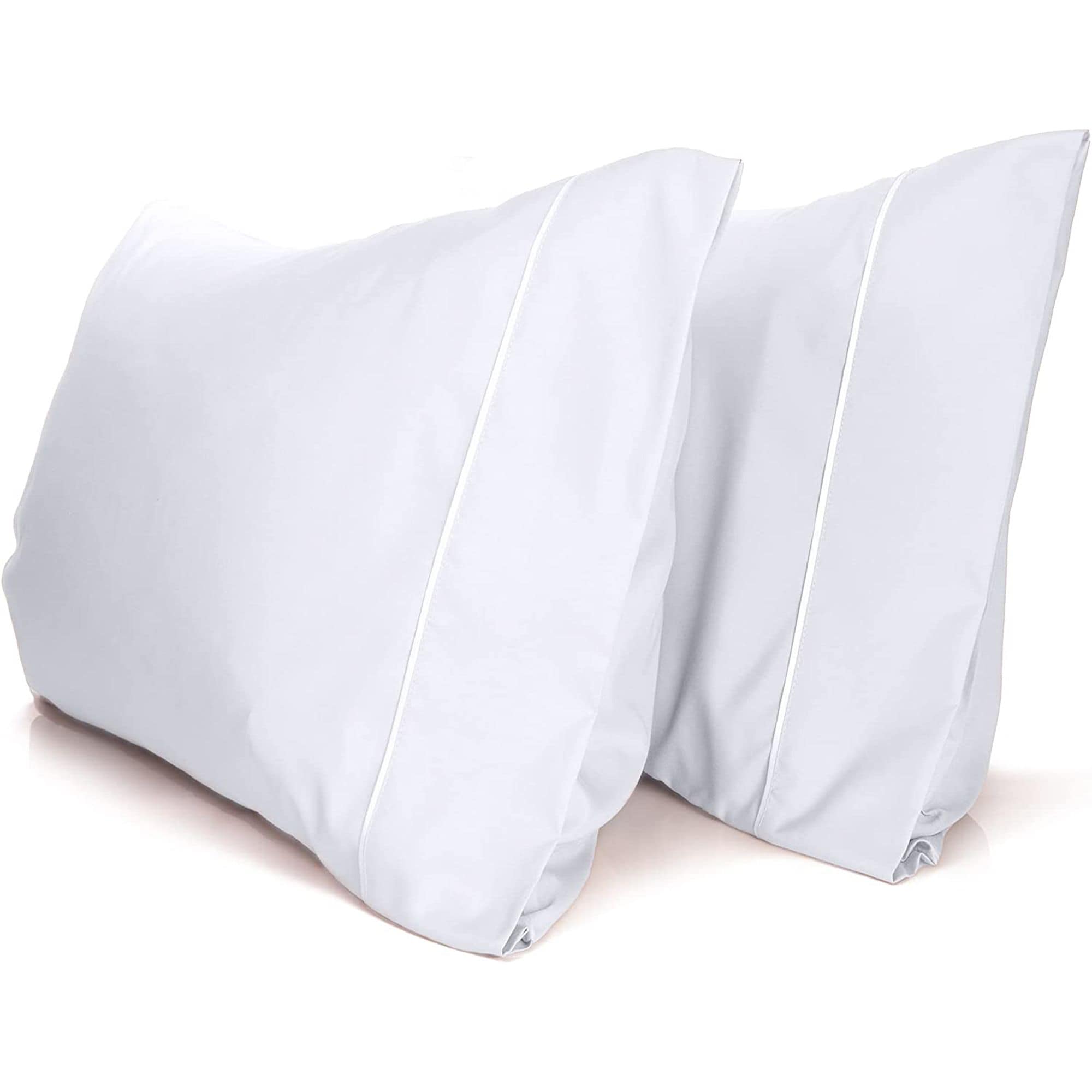LuxClub B09F72MJP9 2 PC White Queen Performance Microfiber Solid Pillowcase Set