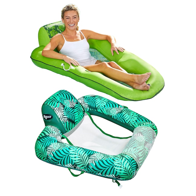 Aqua Leisure 60-in 1-Seat Teal Inflatable Lounger 2-Pack in the Pool ...