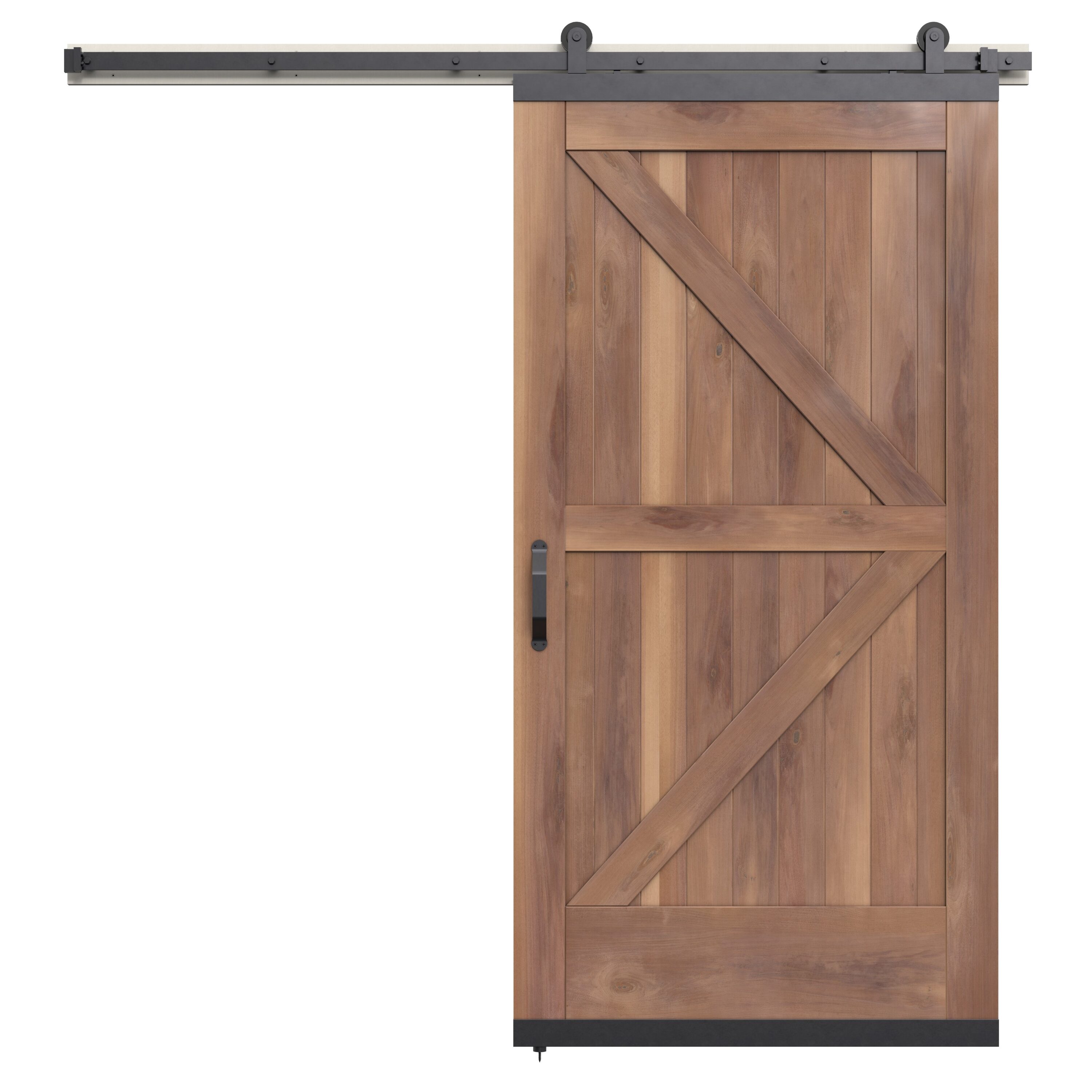 JELD-WEN LOWOLJW248700095 42-in x 96-in Clear K-frame Walnut Wood Solid core Single Barn Door (Hardware Included)