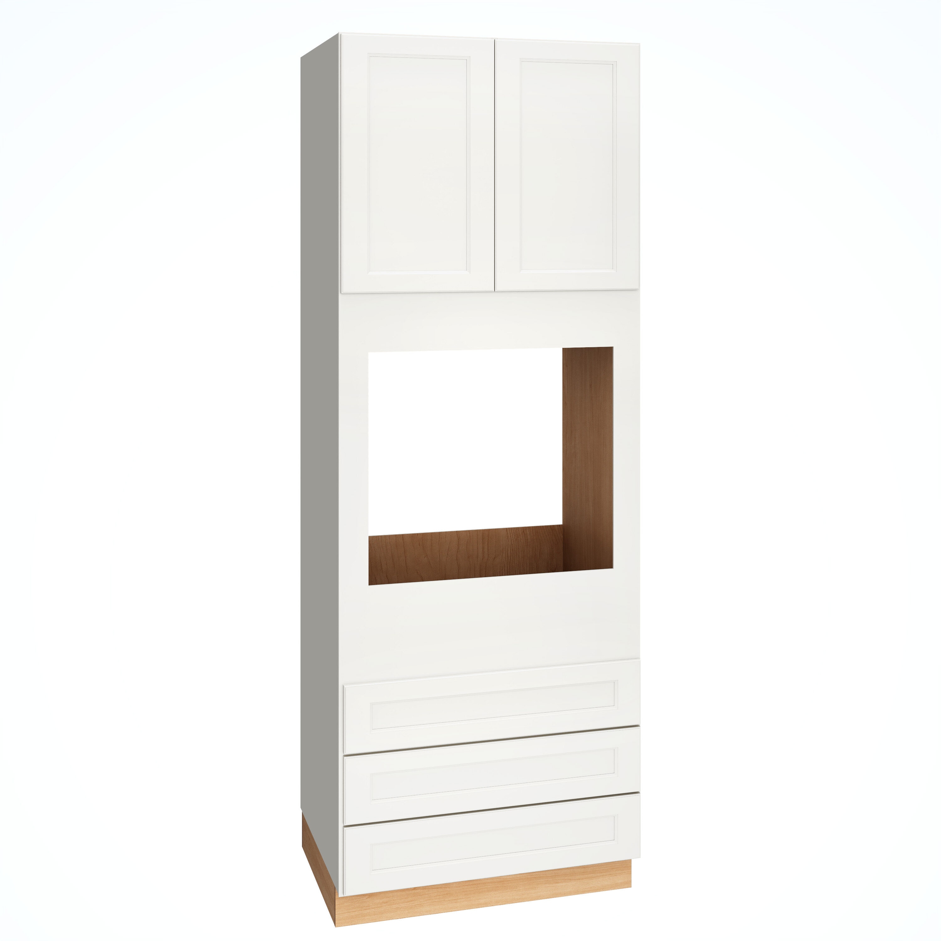 Diamond Express Macaulay 33-in W x 90-in H x 24-in D White 3-Drawers Single Oven Base Fully Assembled Plywood Cabinet (Recessed Panel Square Style)