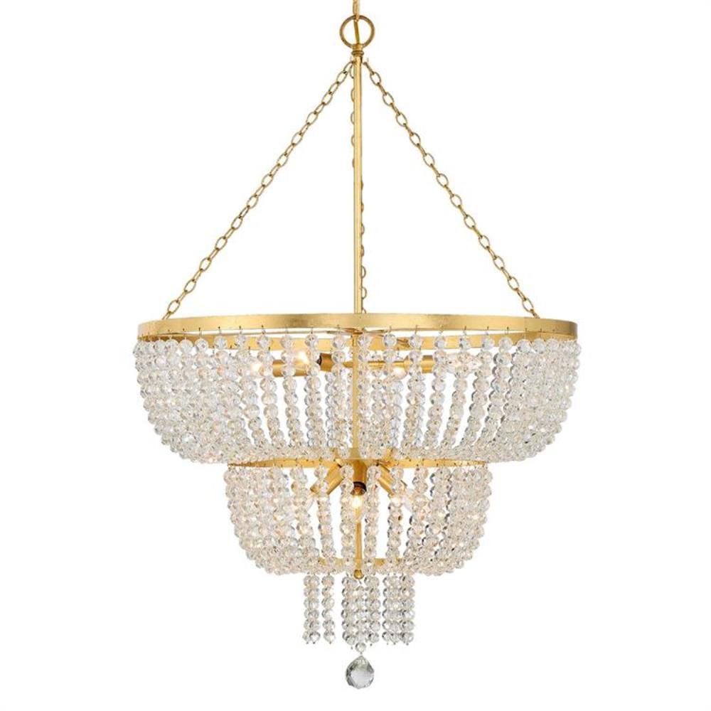 Crystorama 610-GA Rylee 8 -Light Polished Gold Rustic Beaded For Use in Bathrooms, Foyers, Kitchens, Chandelier