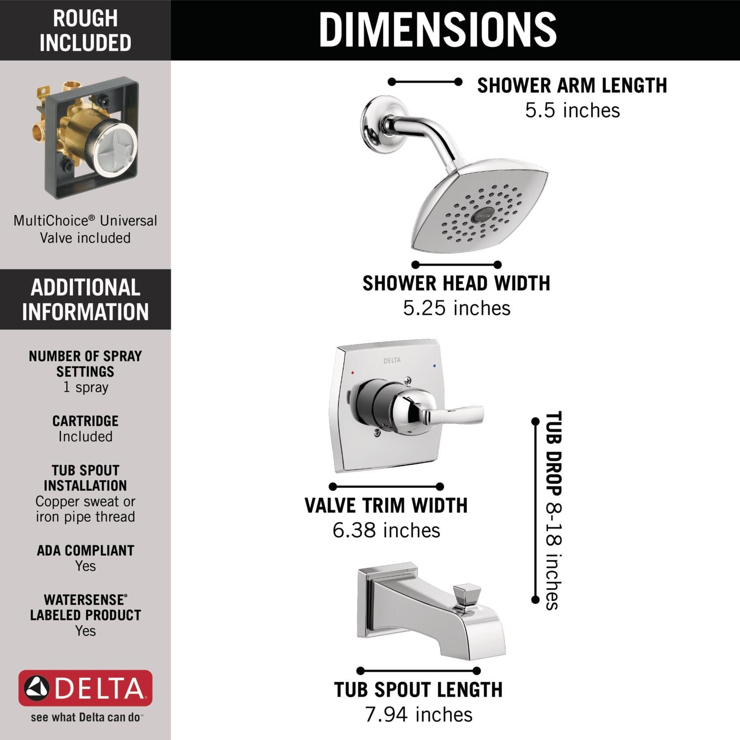 Delta Flynn Chrome 1-handle Single Function Round Bathtub and Shower ...