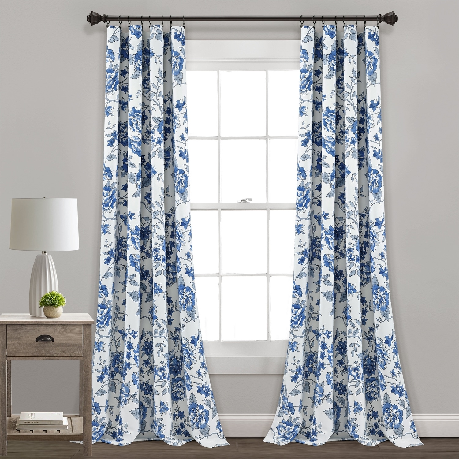 Lush Decor 16T007328 84-Inches White Floral Light filtering Rod pocket Curtain panel pair