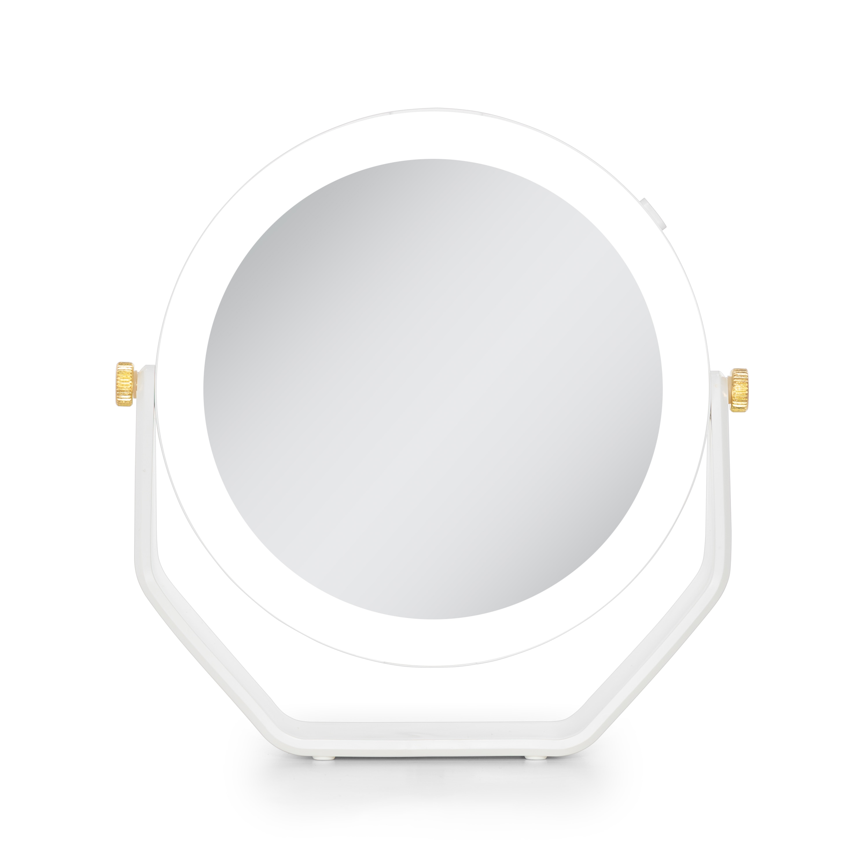 Zadro 8-Inch x  8.25-Inch Round LED Lighted Makeup Mirror with 5X/1X Magnifications 7-Inch Dia. Mirror Head 5.75-Inch Dia. Reflective Surface Battery 5 Alkaline or Lithium AAA