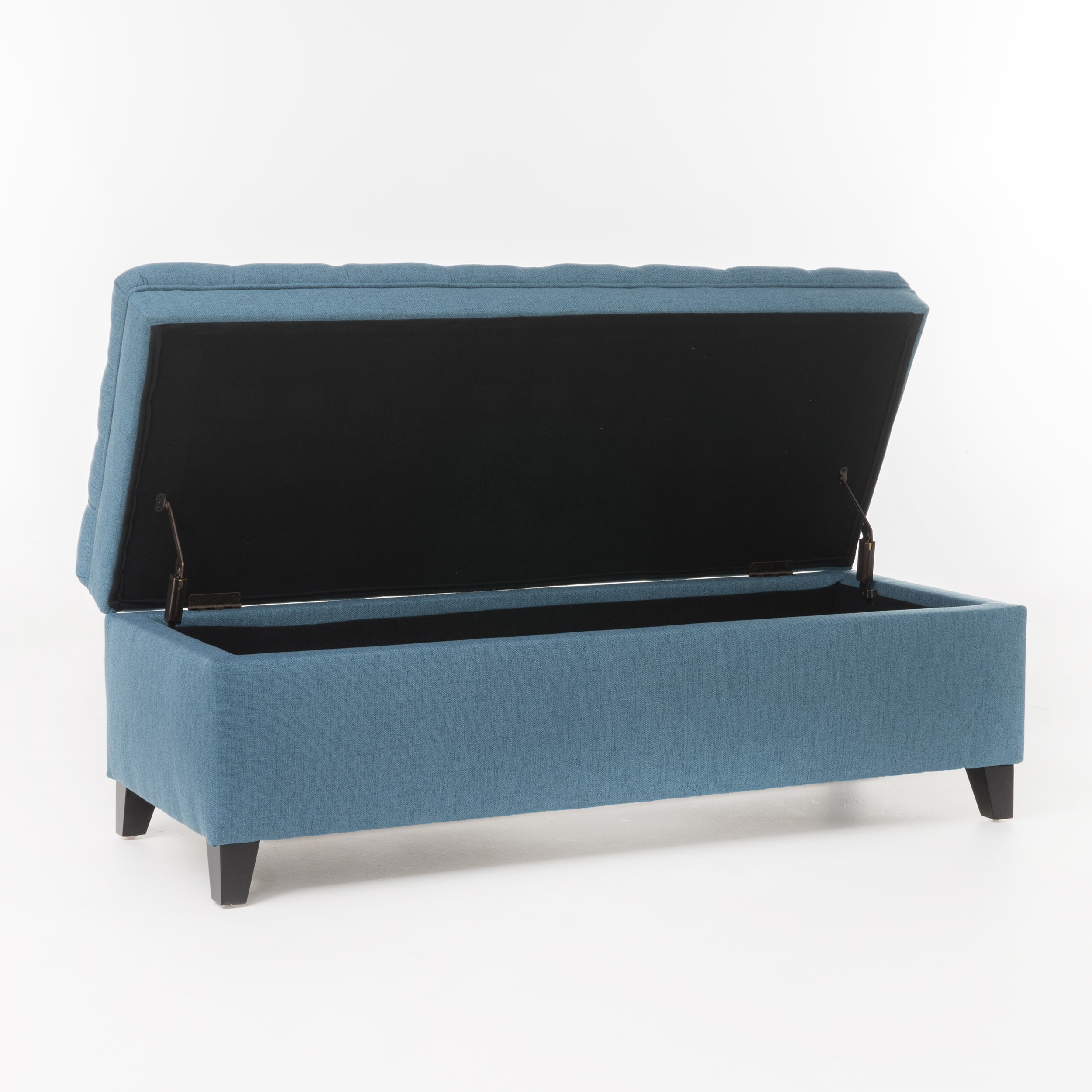 Juliana Oversized Blue Tufted Storage Ottoman Bench