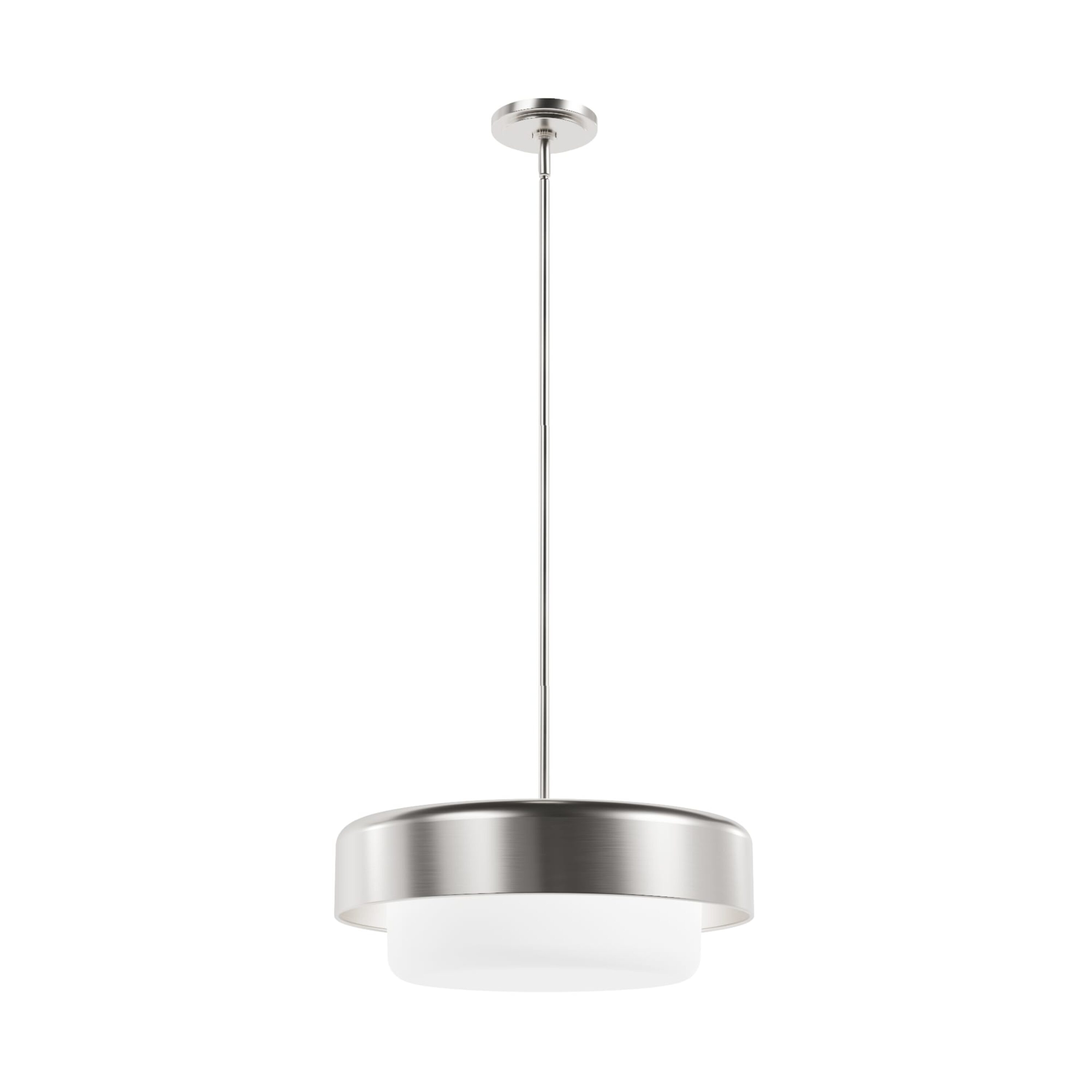 Hunter 19274 Station 3 -Light Brushed Nickel Modern Frosted glass Drum Medium Hanging Pendant light