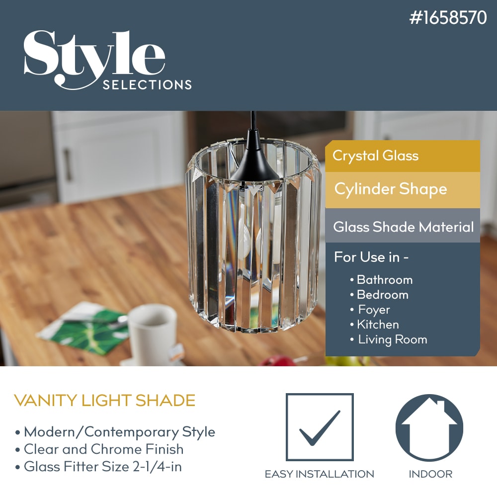Style Selections 7.5-in x 6-in Cylinder Clear and Chrome Crystal 