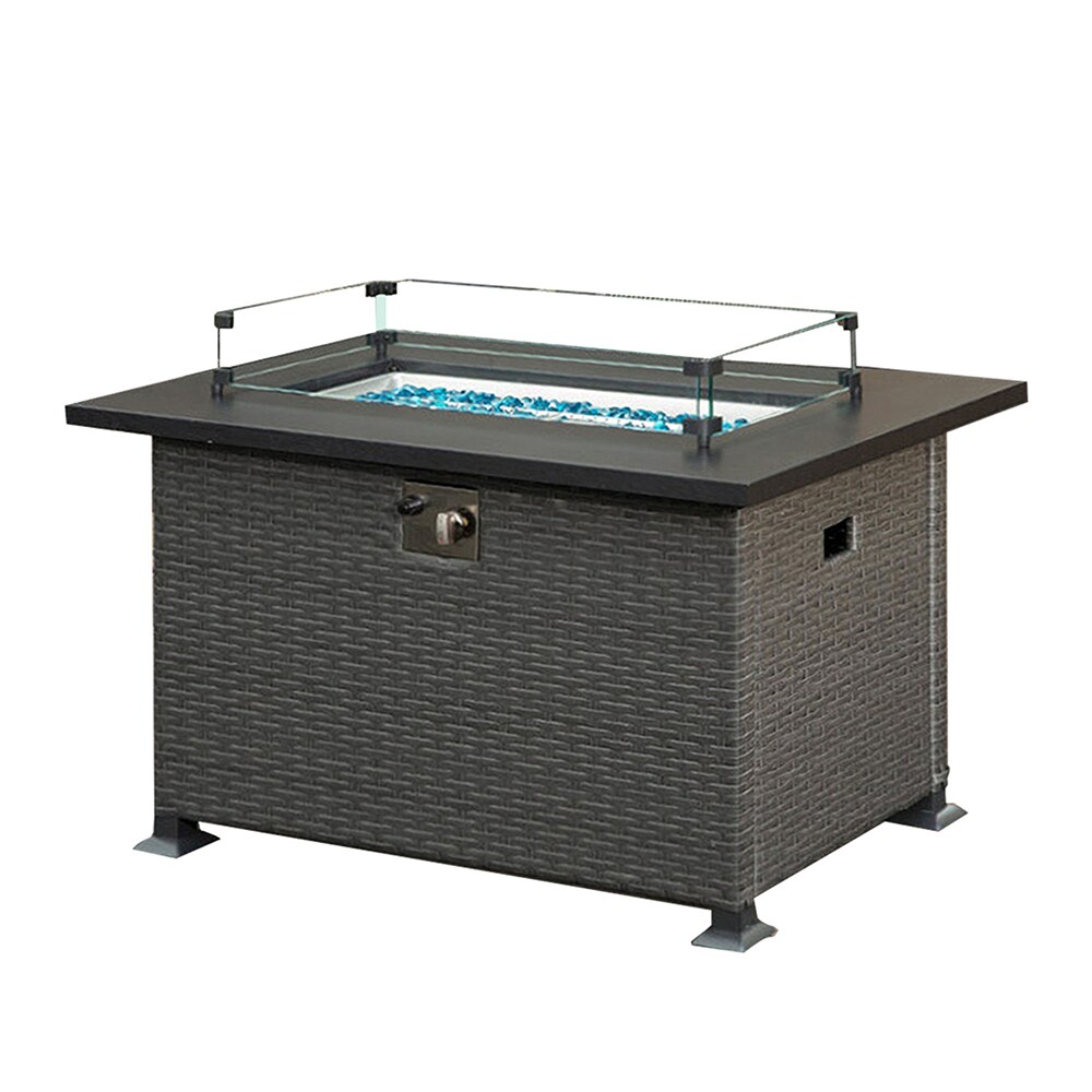 43.3-in W Dark Gray Steel Rectangle Tabletop Propane Gas Fire Pit Table | - Sunrinx MG56-3-FP