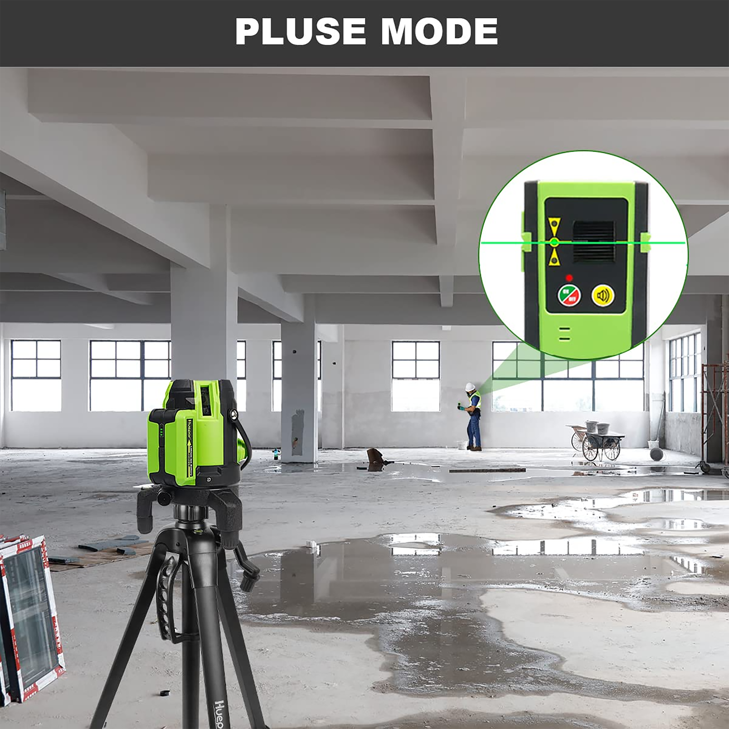 Huepar Green 197-ft Self-Leveling Indoor/Outdoor Cross-line Laser Level  with 360 Beam in the Laser Levels department at