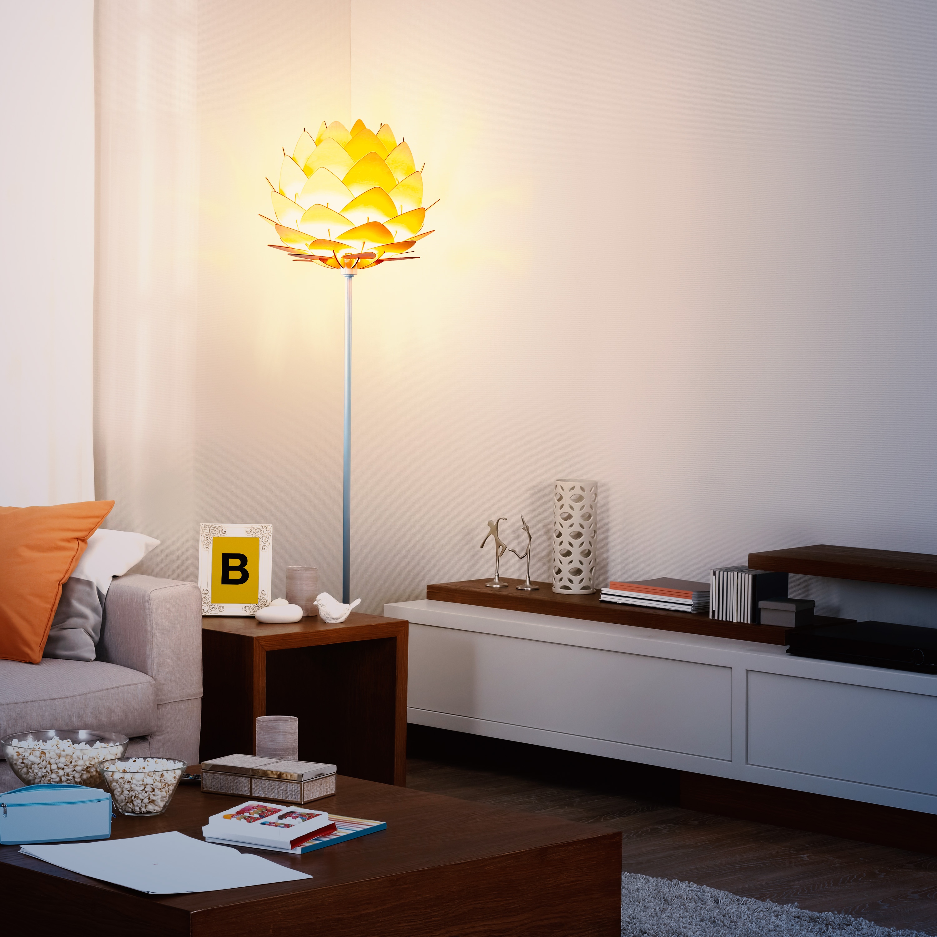 White 66" Torchiere Floor Lamp with Google Assistant for Kids