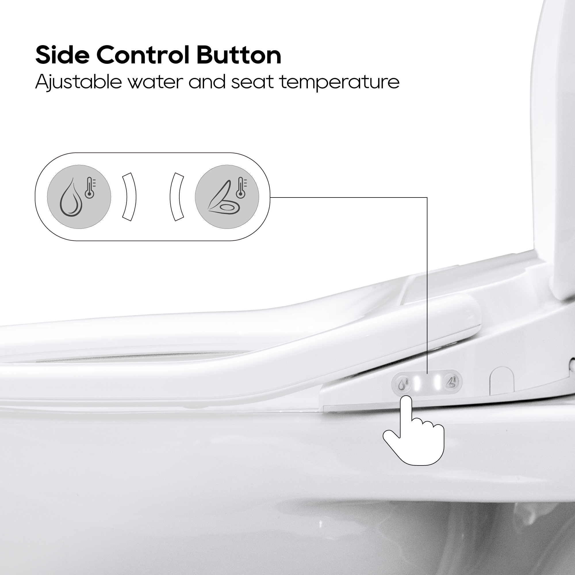 White Elongated Heated Bidet Toilet Seat with Night Light