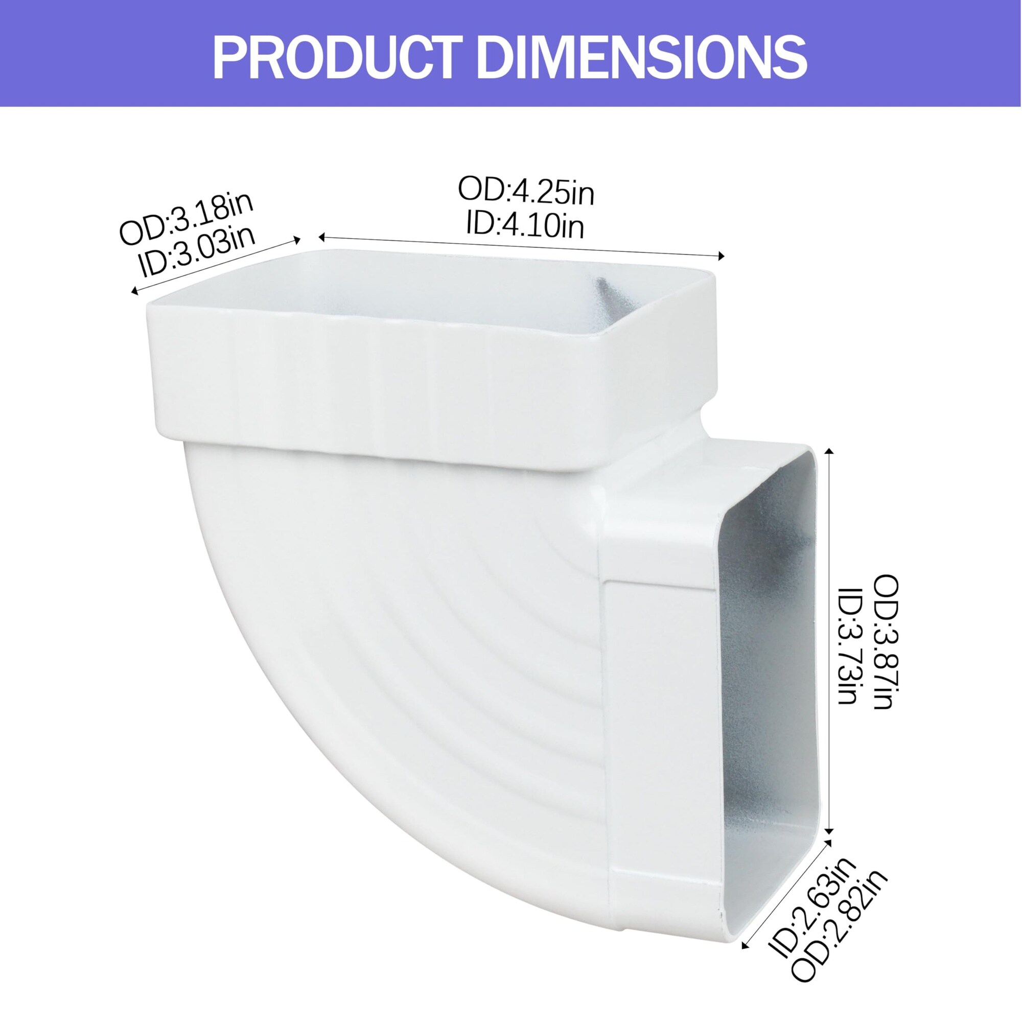 Misopily Aluminum Gutter Downspout Extension 90 Degree Elbow 3x4 White ...