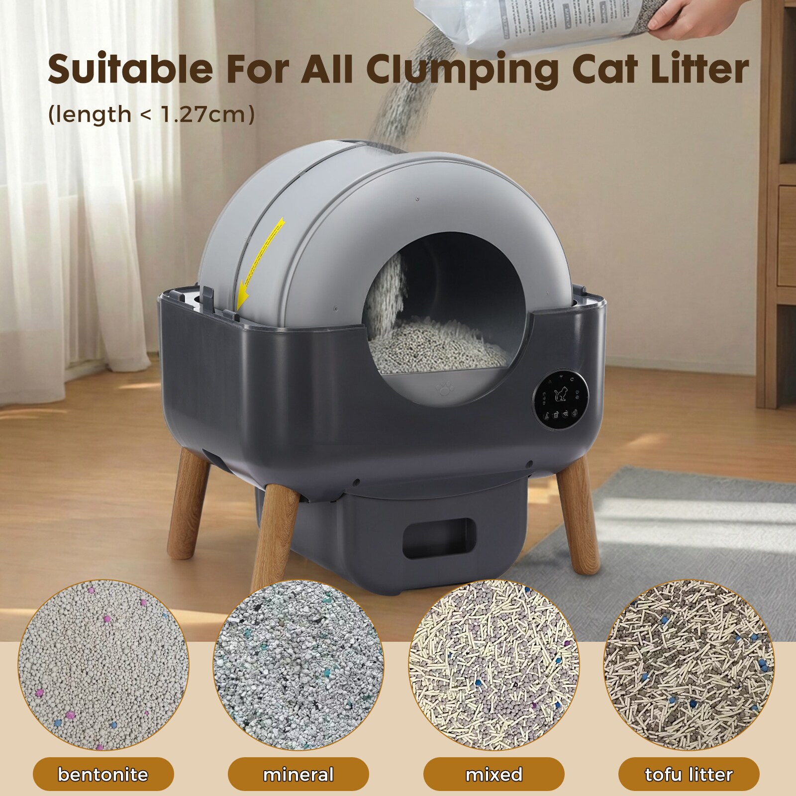 GTPLAYER LOWE'S-ACB09-GY-WD Cat-Litter-Box - View #4