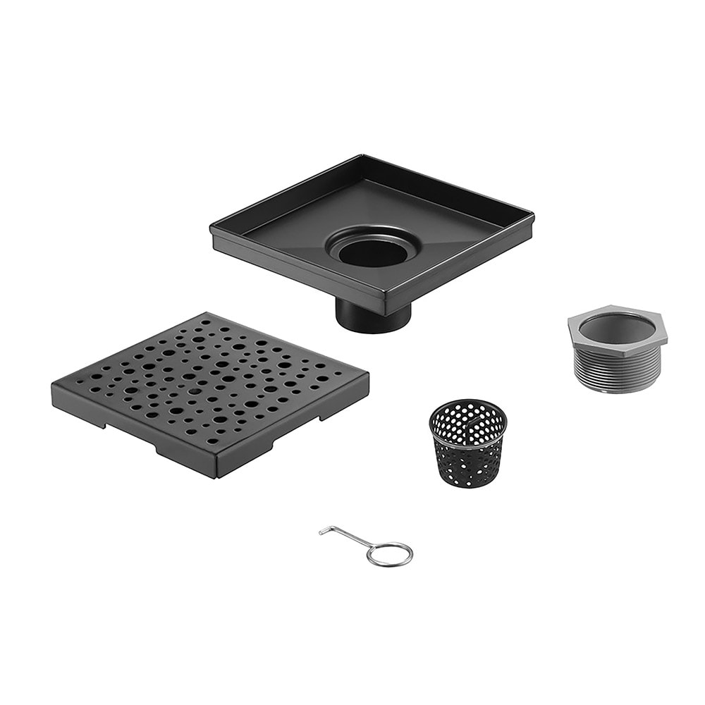 ELEGANTE DRAIN COLLECTION Raindrop Hole Pattern Square Stainless Steel Shower Drain