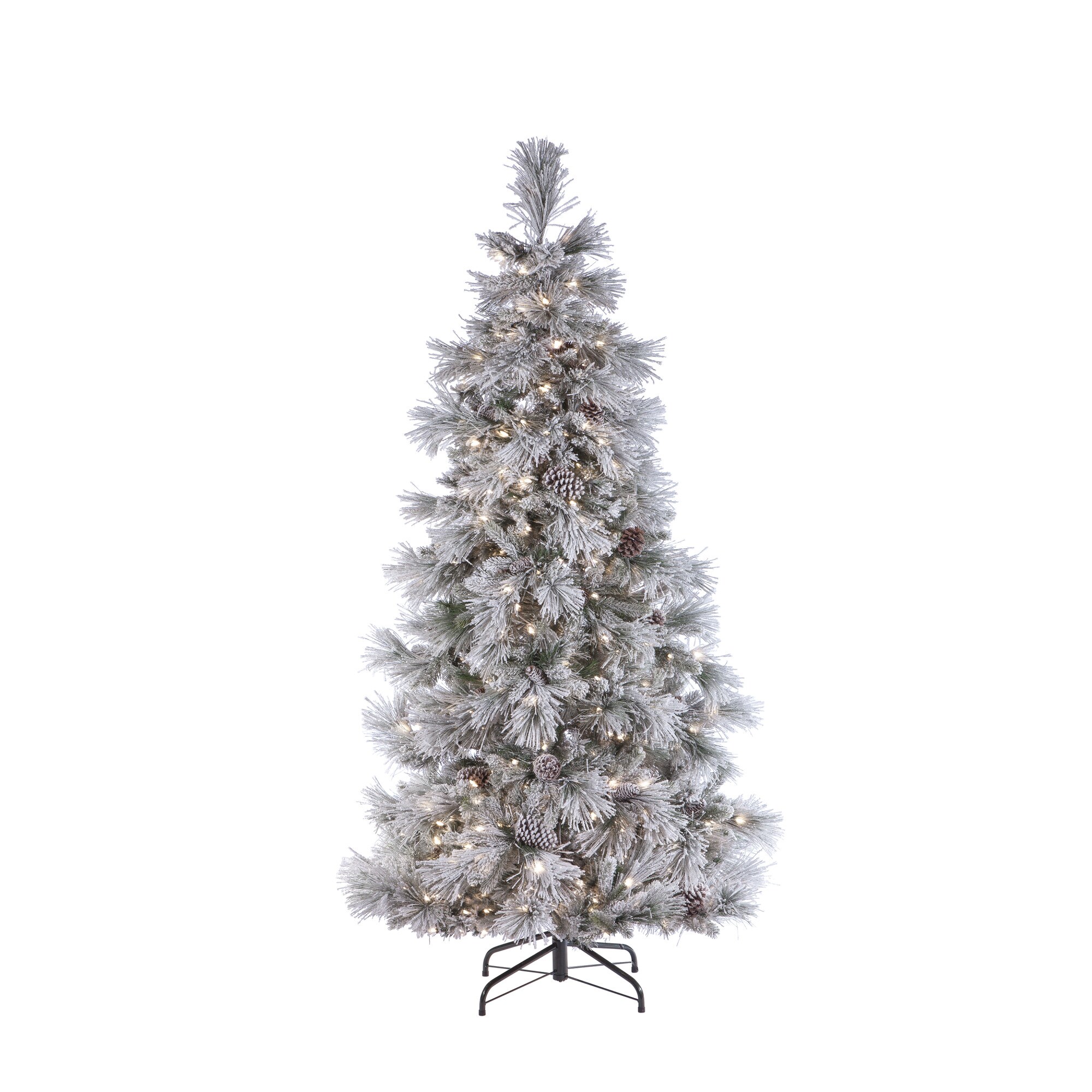 Sterling Tree Company 7-ft Pine Pre-lit Flocked Artificial Christmas 