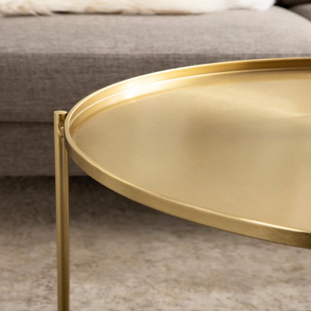 Ulani Gold Round Iron Nesting Cocktail Tables, Set of 2