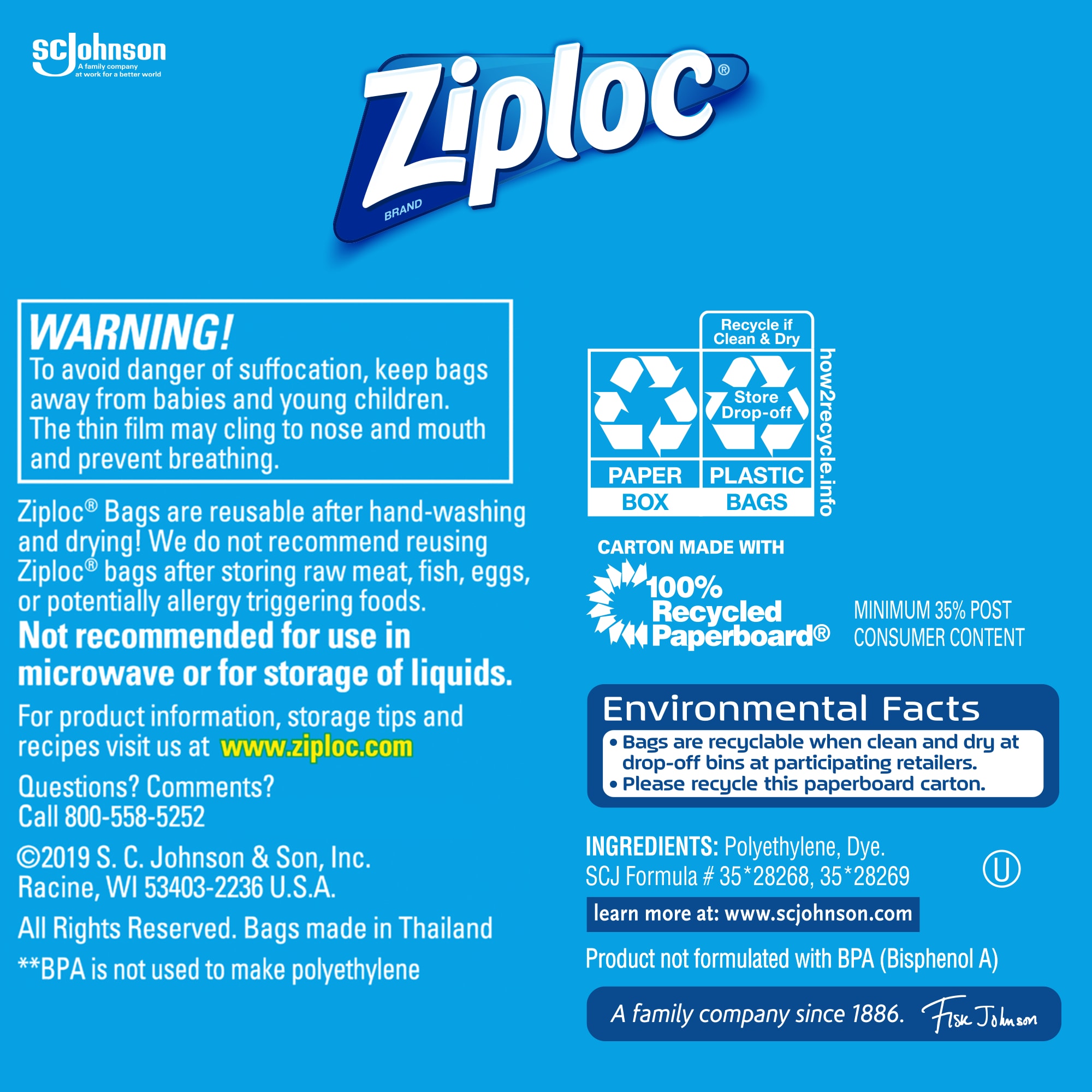 Ziploc® Plastic Double Zipper Storage Bags, 1 Gallon, Clear, Box Of 38 Bags