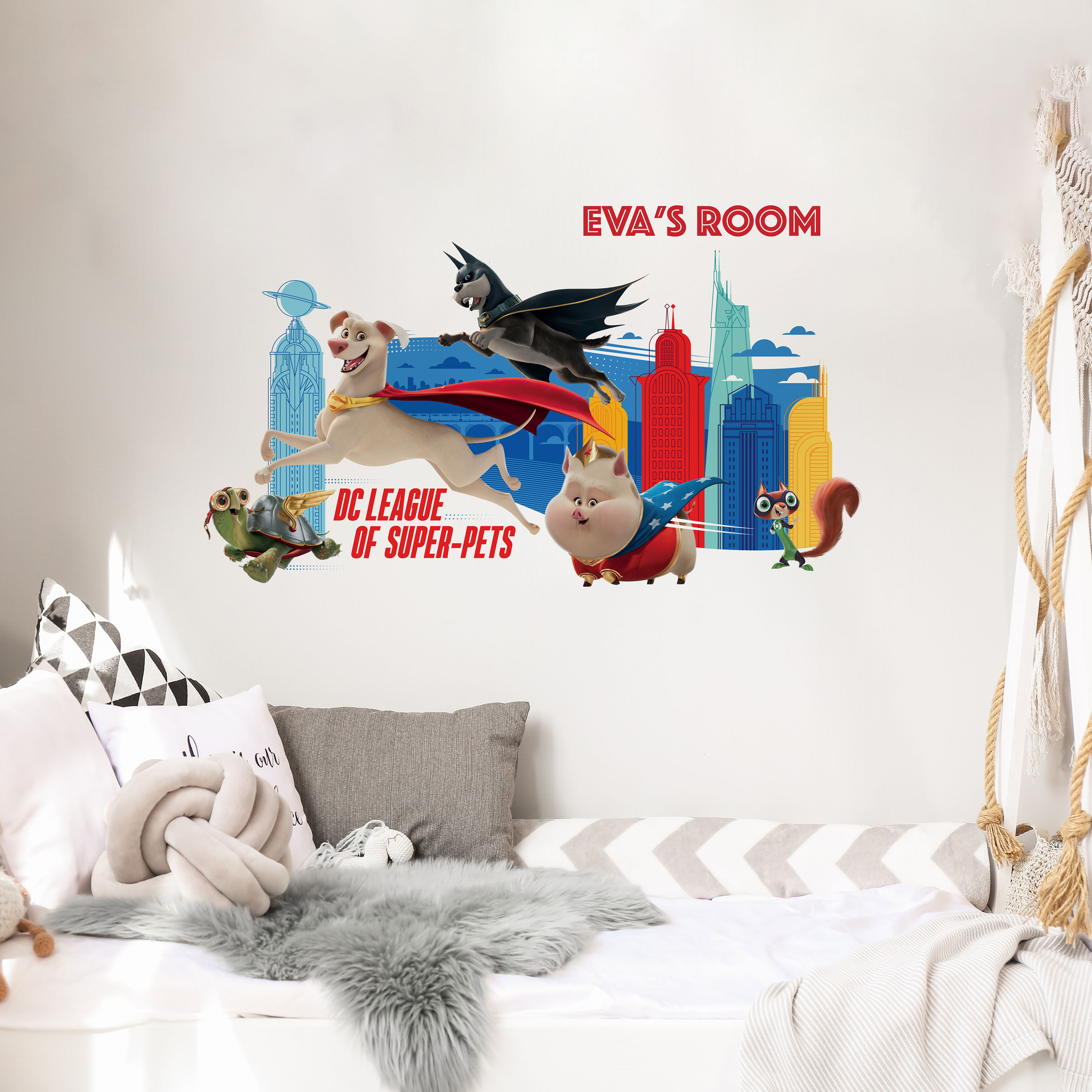 DC Super Pets Giant Self-Adhesive Wall Decals for Kids