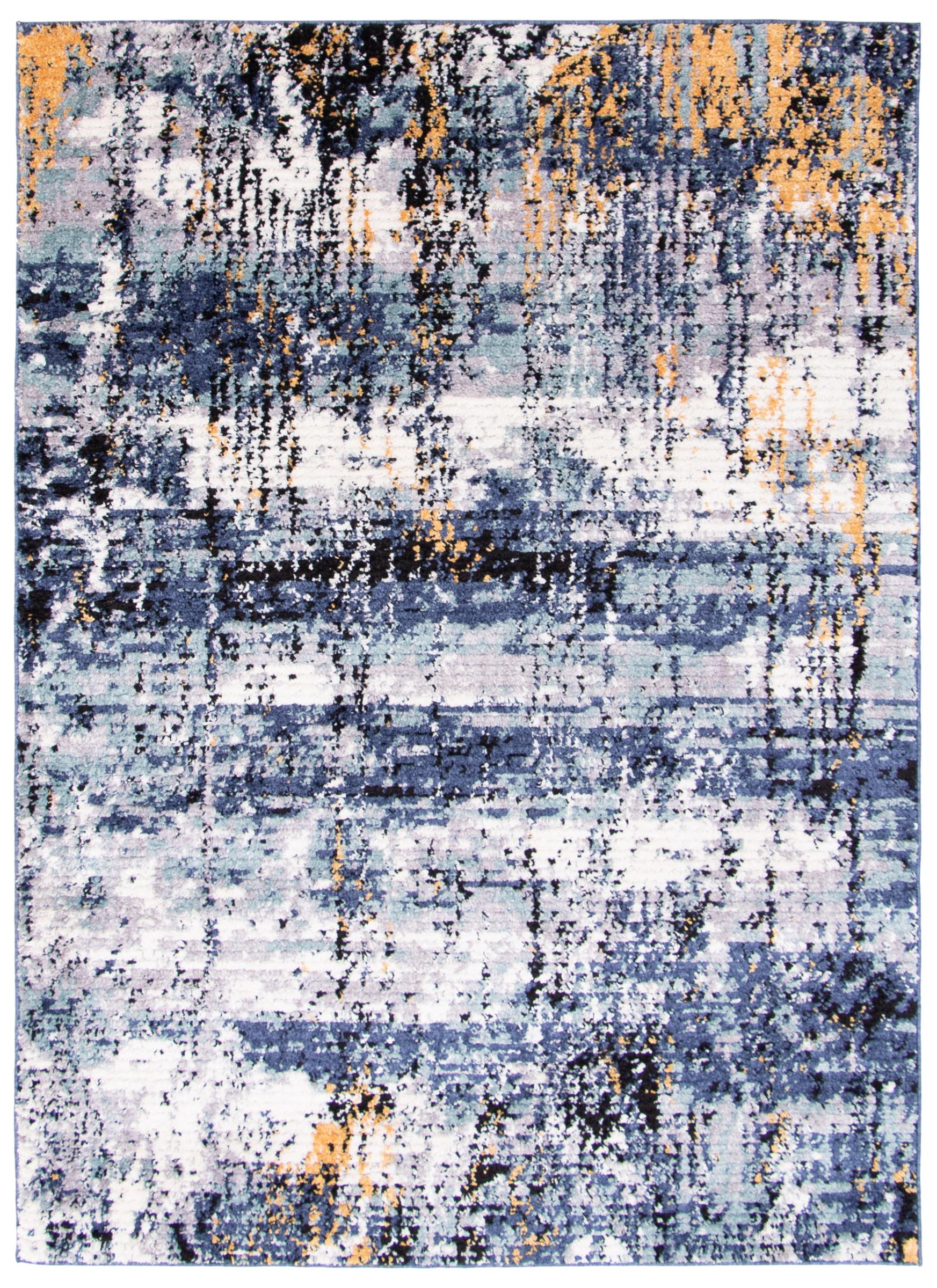 ECARPETGALLERY 358417 5 x 7 (ft) Polyester Blue Rectangular Indoor Abstract Area rug