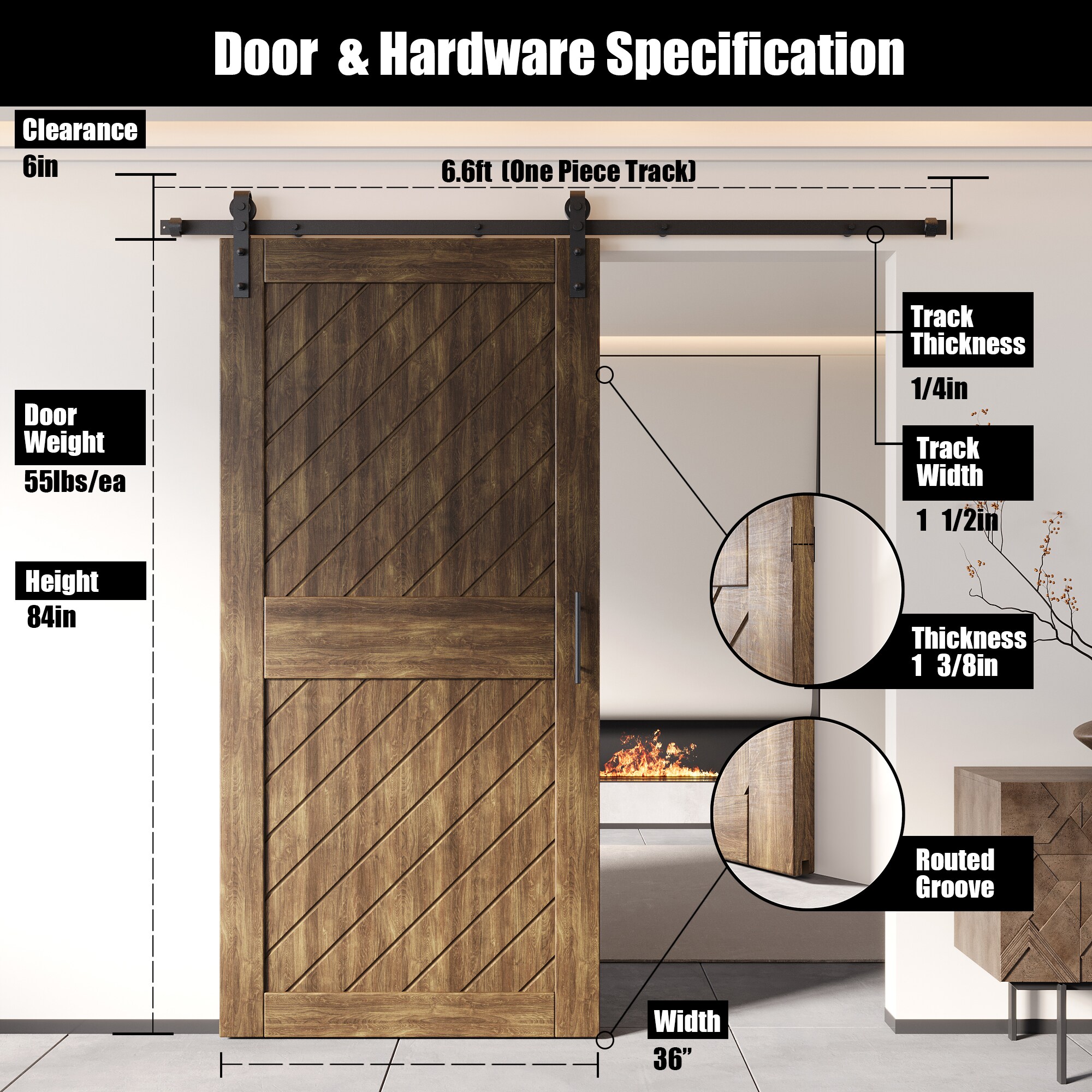 HOMACER YT1H079C-XT1-3684-WA Barn-Doors - View #2