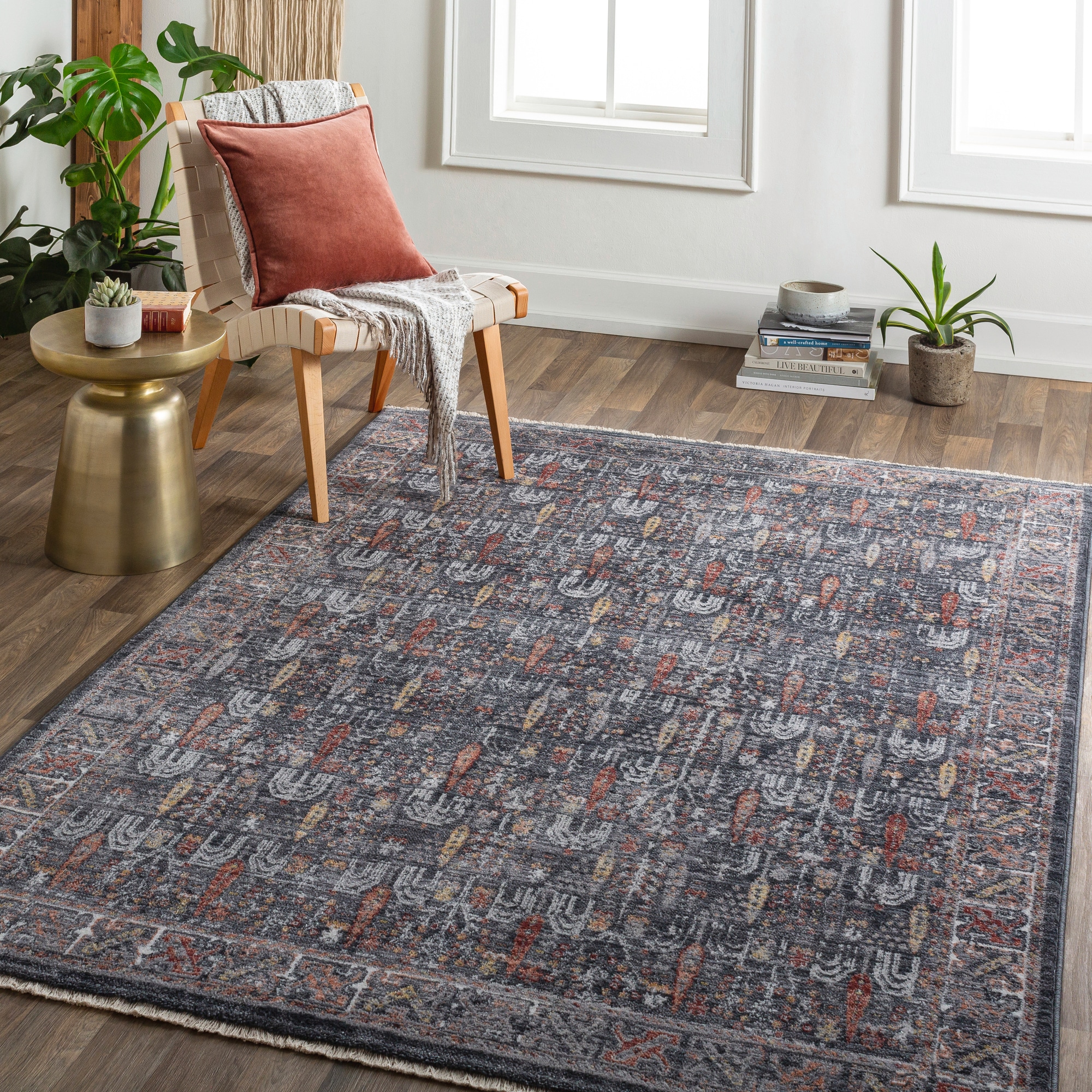 Artistic Weavers BAB2307-53710 3 X 8 Gray/Taupe Indoor/Outdoor Floral/Botanical Vintage Runner Rug