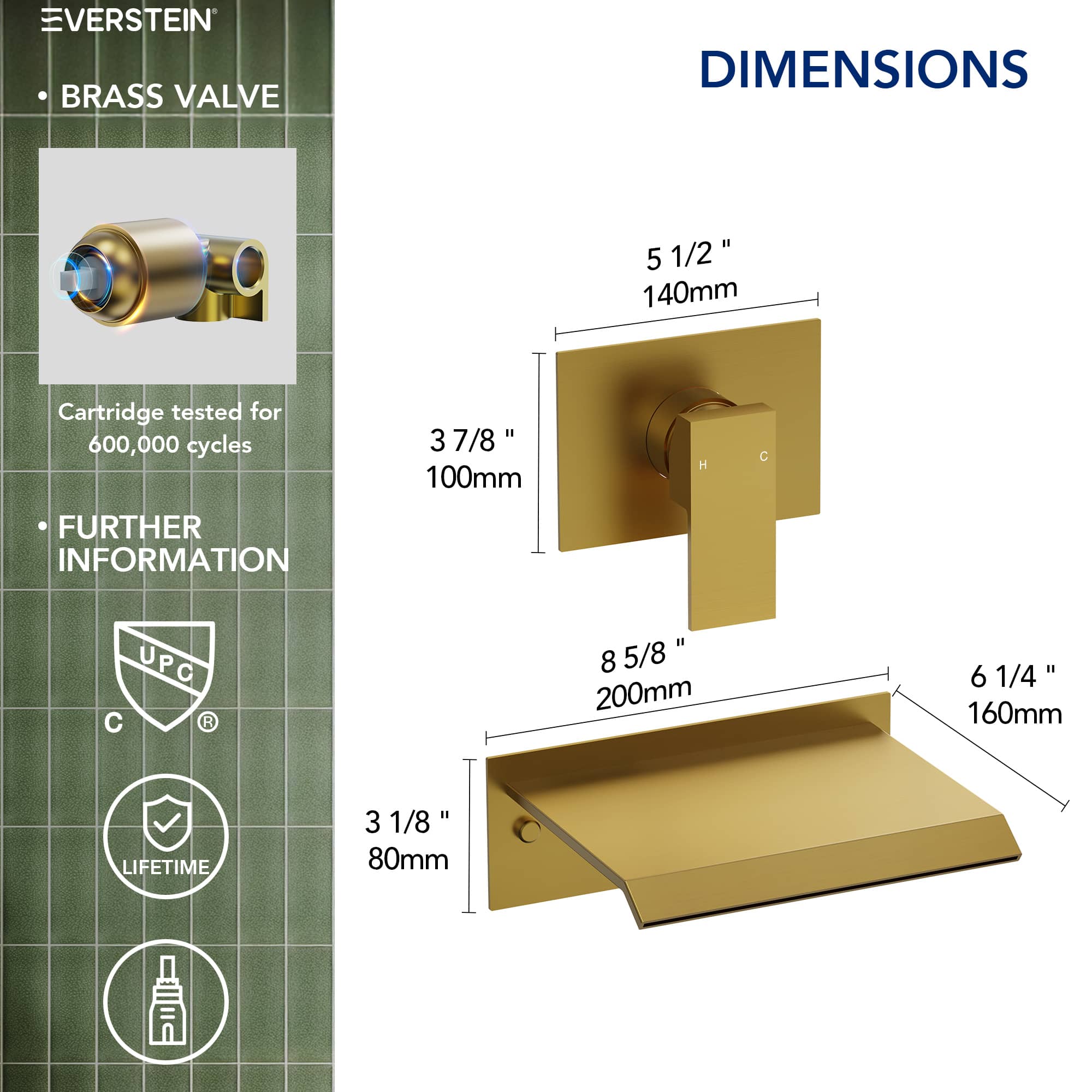 EVERSTEIN SFS-1110-GD Roman-Tub-Faucets - View #7