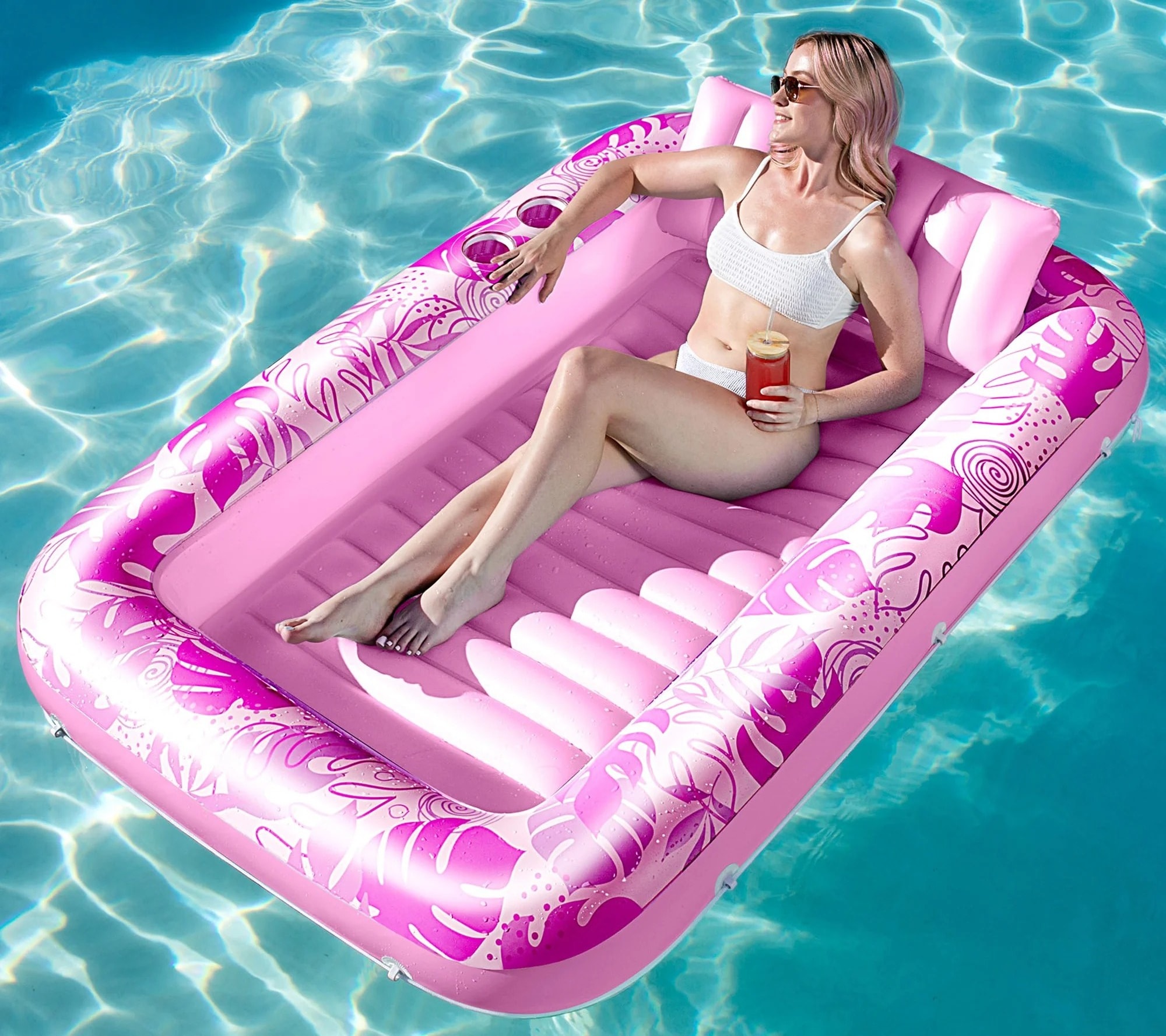 Sloosh 40846 70-in x 1 -Seat Pink Inflatable lounger