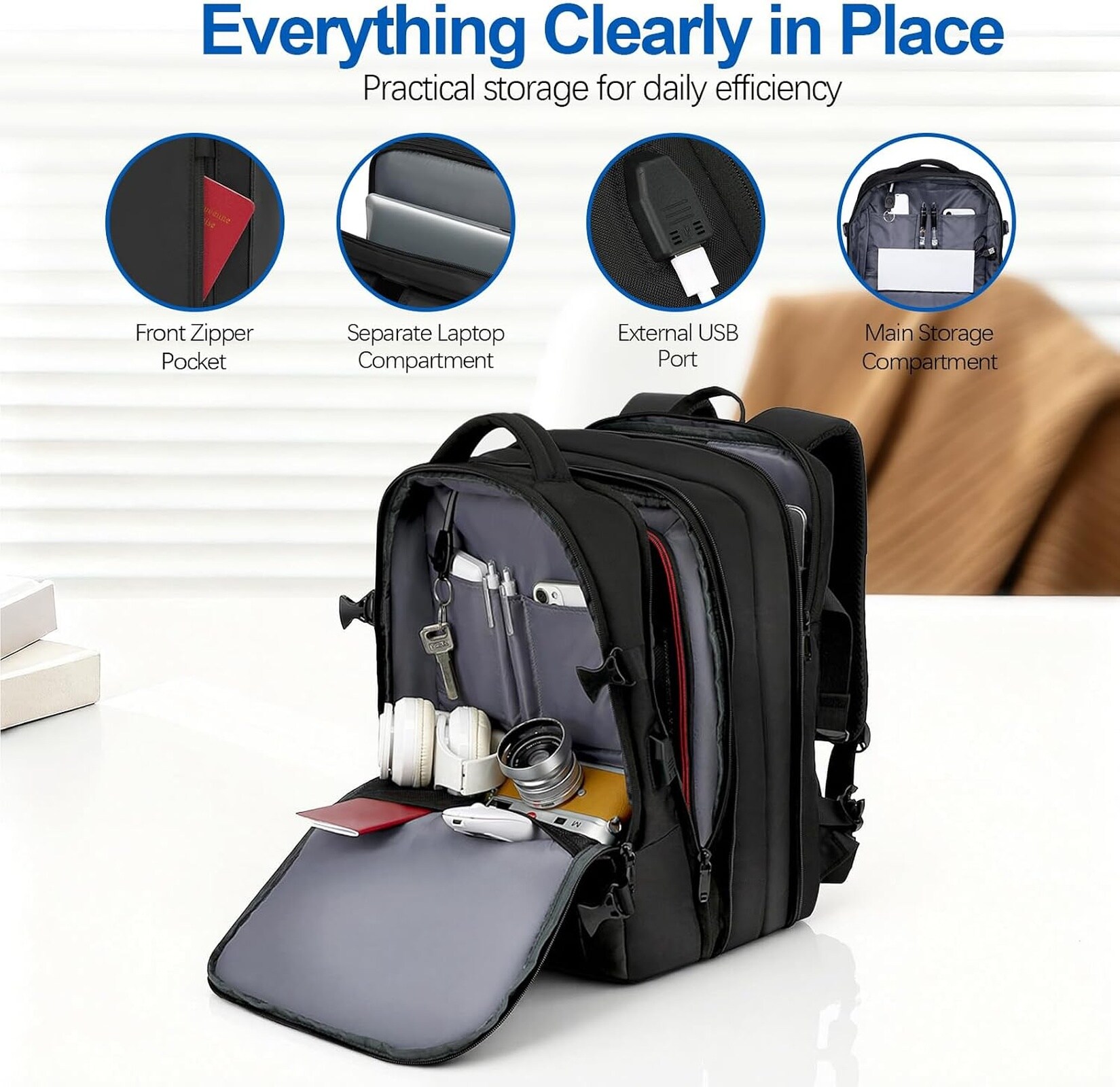 backpack with separate laptop compartment SEOUL LAP | Large 20L Linus Tech Tips Commuter Backpack with 19 pockets UKEIN Laptop Backpack with USB