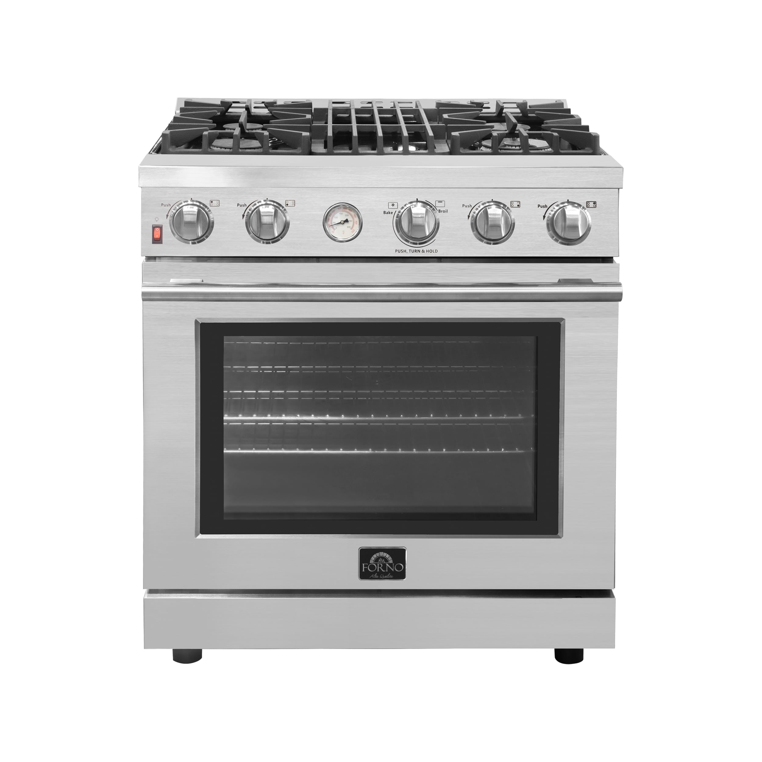 FORNO Livorno 30-in ADA Chef Door 30-in 4 Burners 4.62-cu ft Freestanding  Natural Gas Range (Stainless Steel) in the Single Oven Gas Ranges  department at