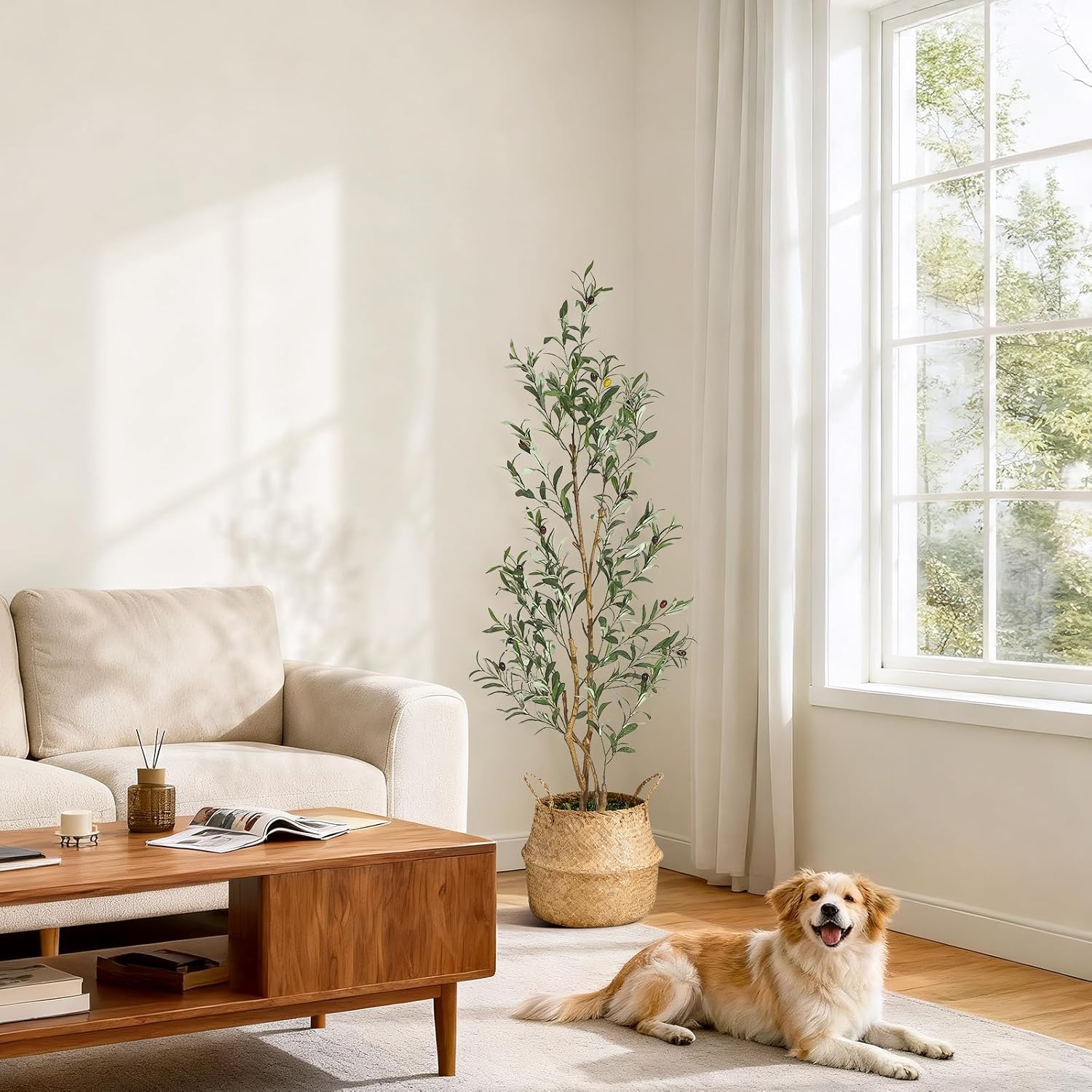 Garvee Olive Trees Artificial Indoor 4FT Tall Faux Olive Tree with ...