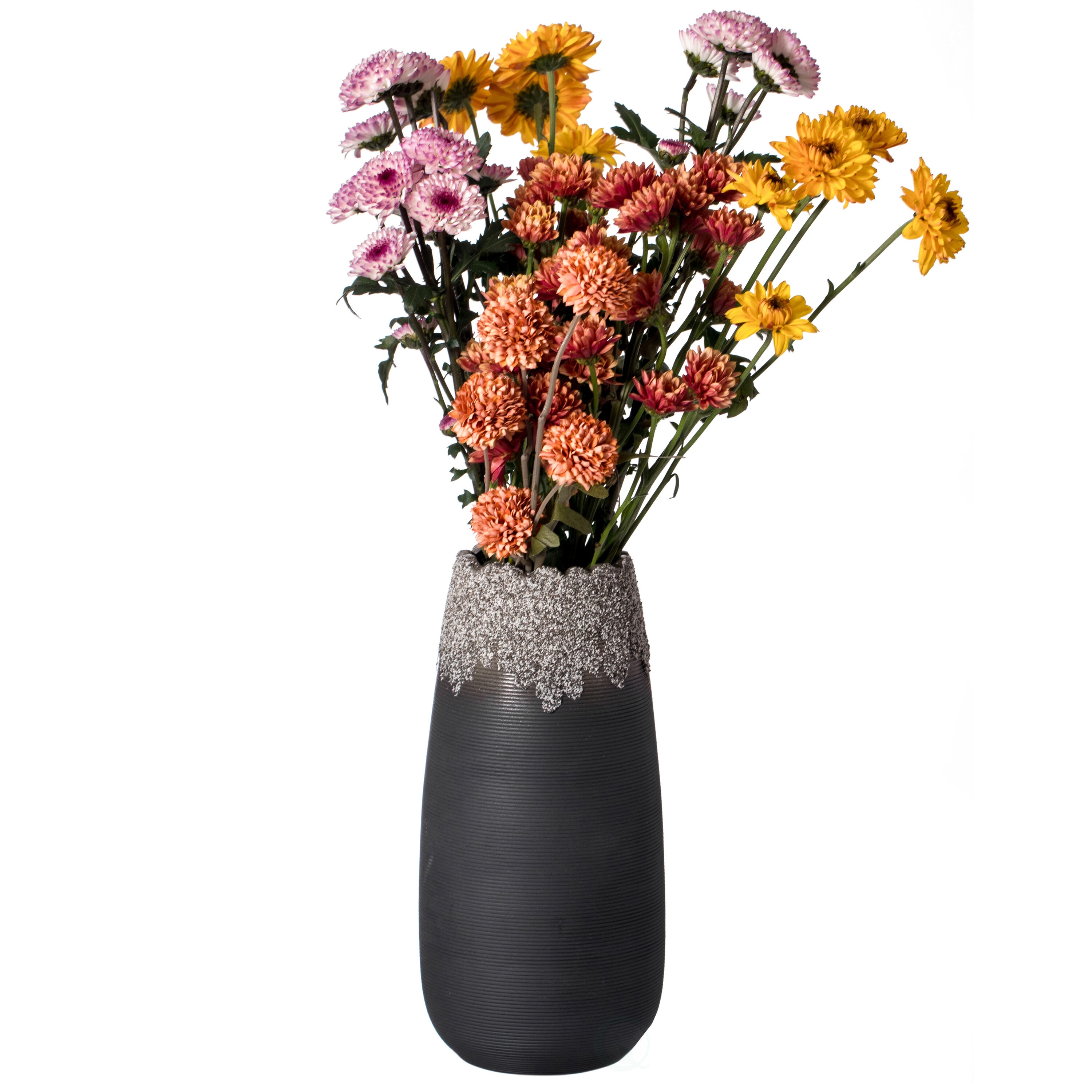 Uniquewise QI004358.L Black Ceramic Modern Vase
