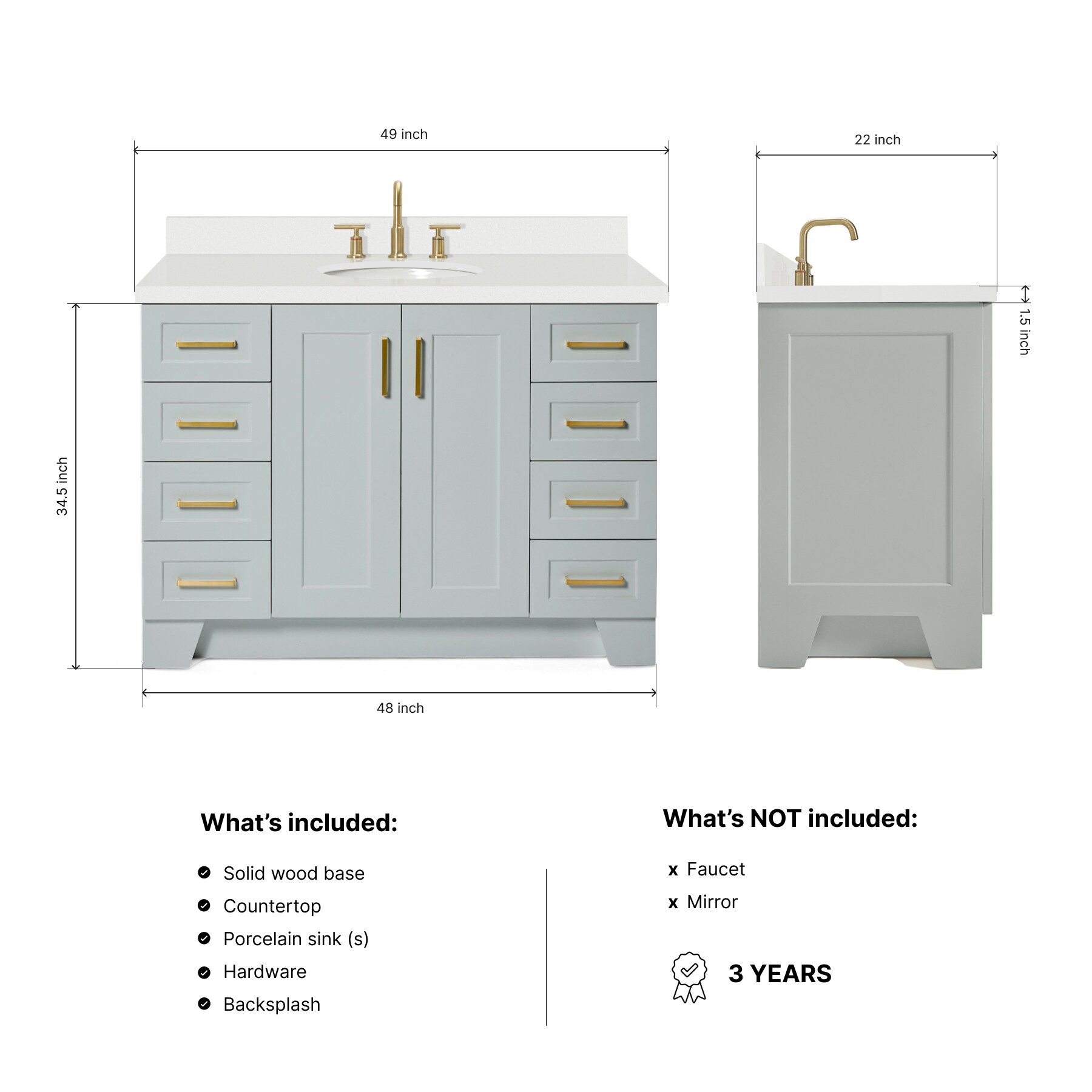ARIEL Q049SWQOVOGRY Bath-Vanity-Combo - View #3