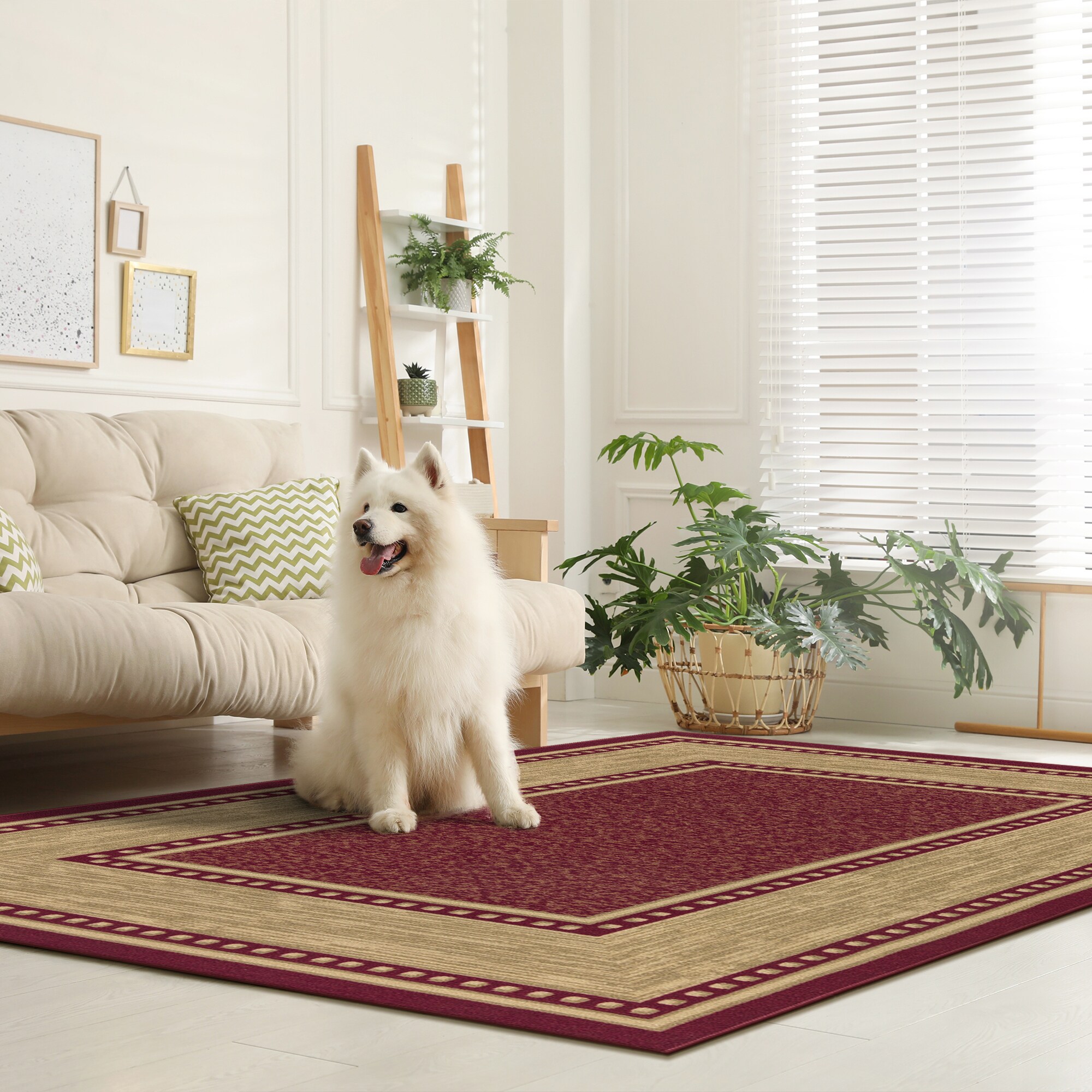 Ottomanson Classics 5 x 7 Brown Indoor Border Area Rug in the Rugs