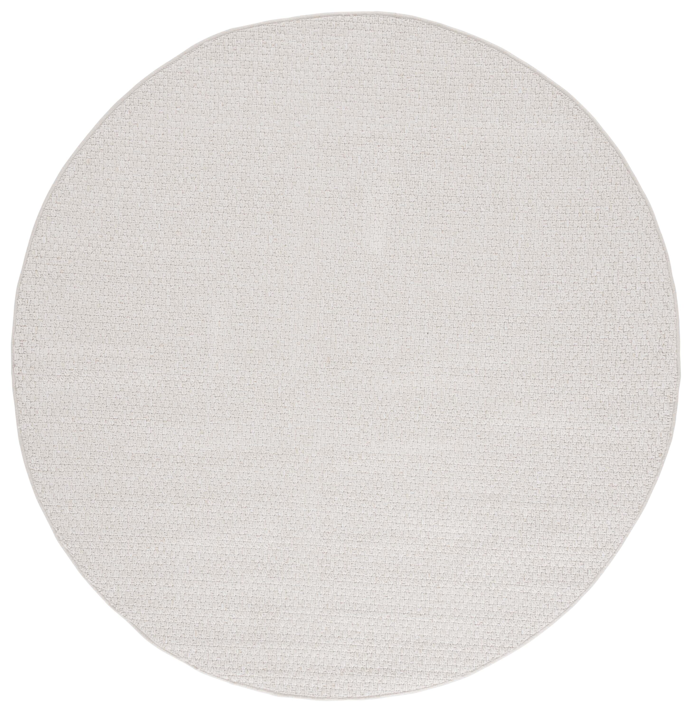 Safavieh SAW460A-7R Loomed Polypropylene Ivory Round Indoor/Outdoor Solid Mid-Century Modern Area rug