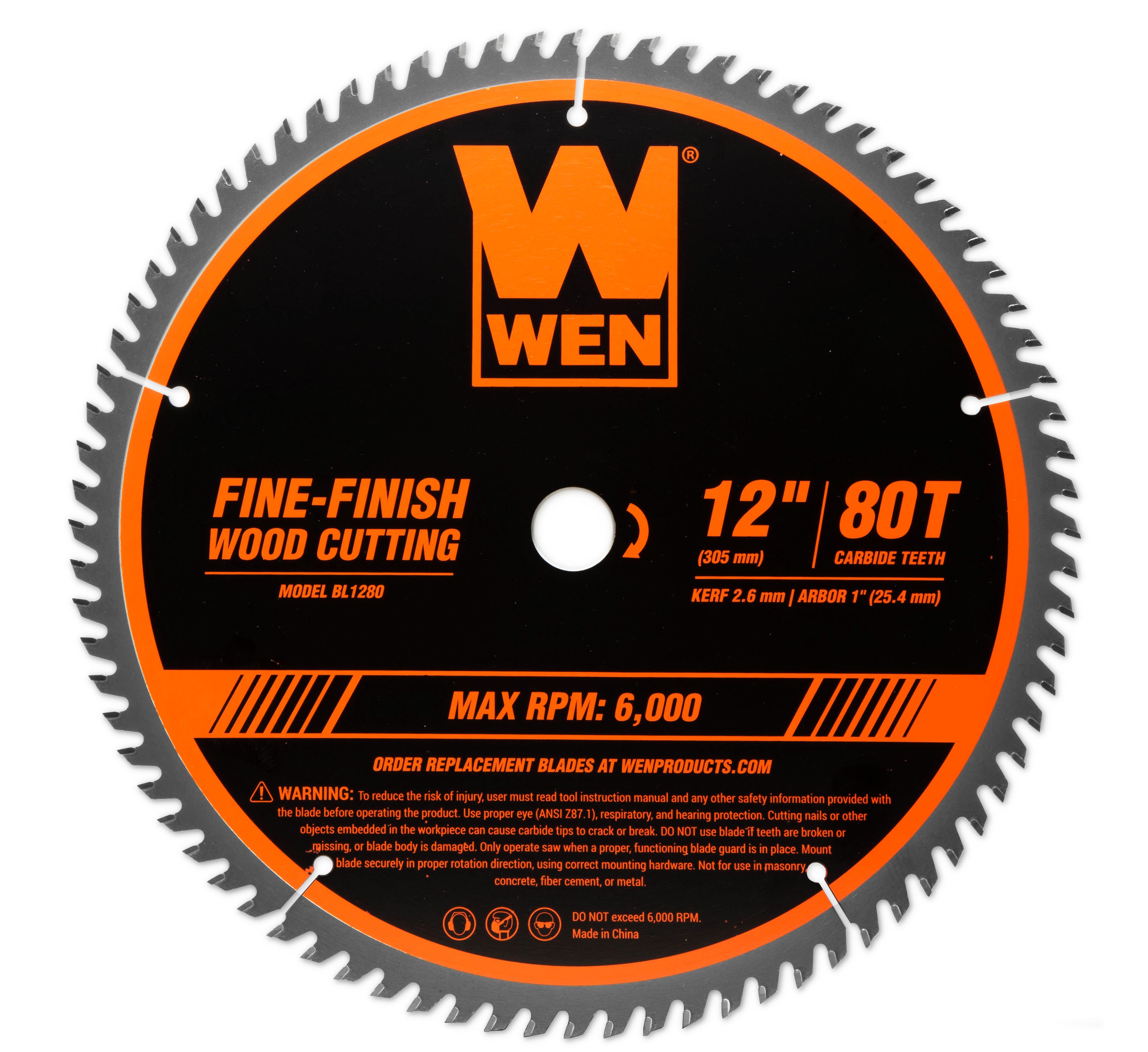 WEN WEN Saw Blades 12-in 80-Tooth Fine Finish Tungsten Carbide-tipped Steel  Miter Saw Blade in the Circular Saw Blades department at