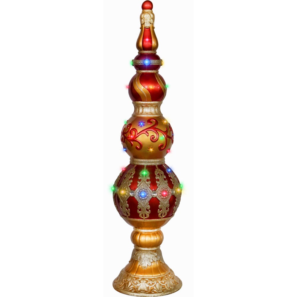 Fraser Hill Farm FFRS048-FIN5-RD 48-Inches Freestanding Ornament Free standing decoration with White LED Lights