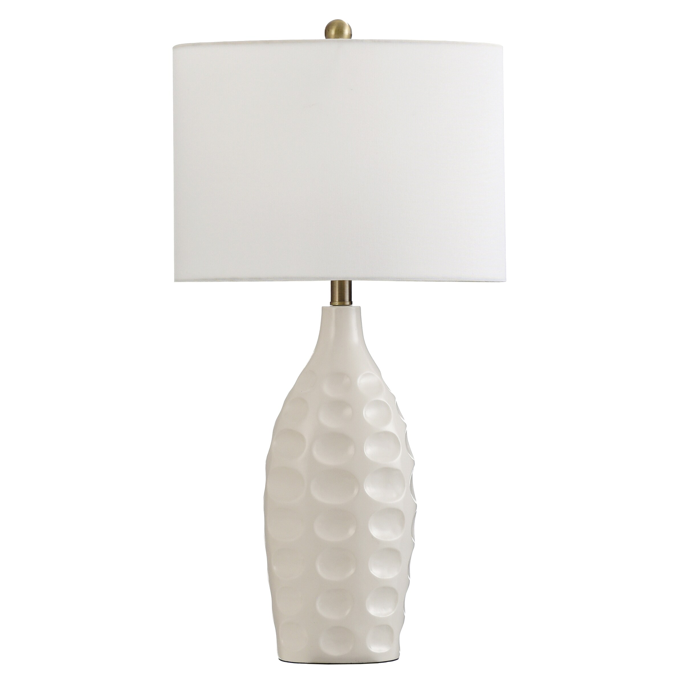 StyleCraft Home Collection L330823DS BANBURY Ivory Dimpled Moulded Body On/Off switch Table Lamp with Linen Shade
