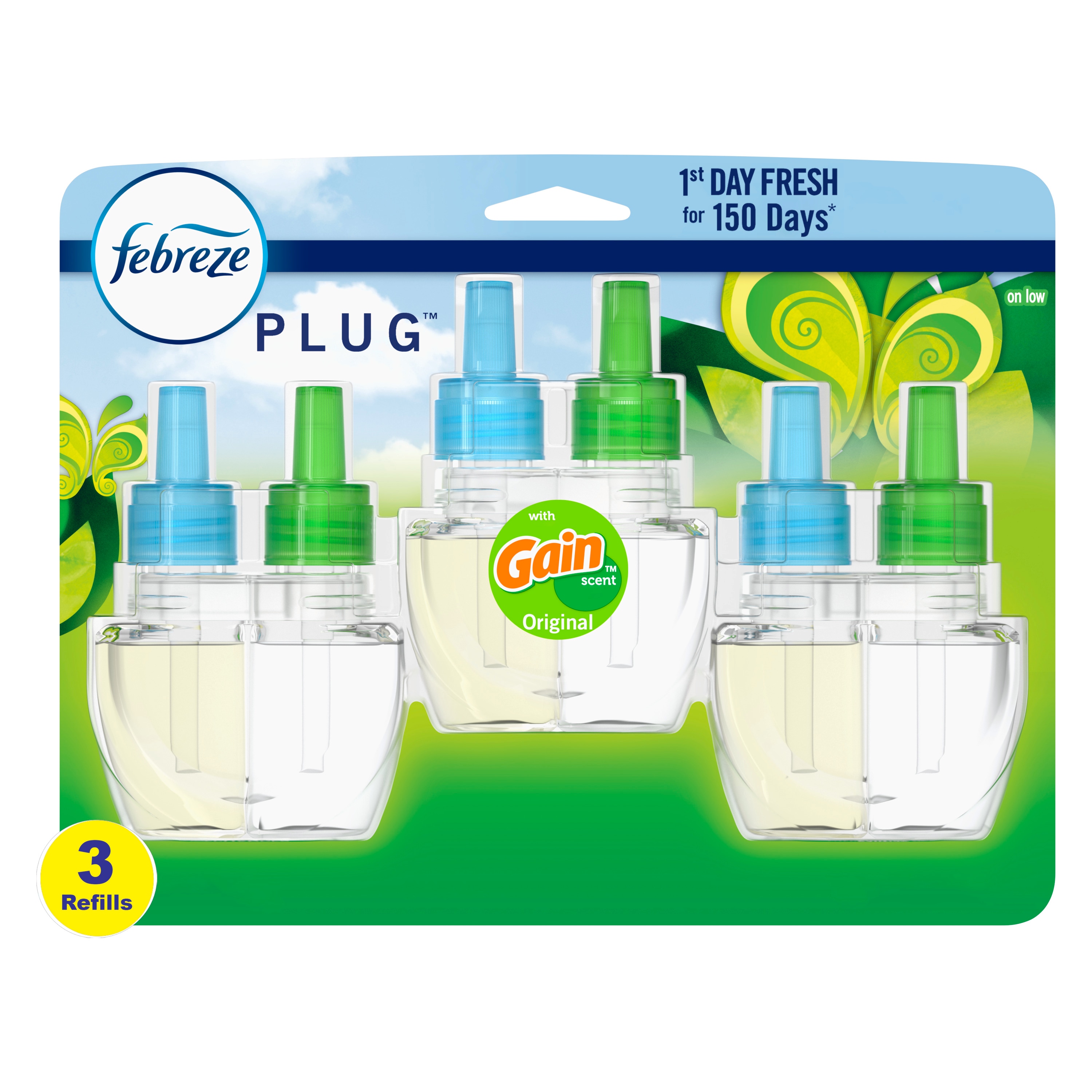 Febreze Plug 0.87-fl oz Gain Original Refill Air Freshener (3-Pack) in the Air  Fresheners department at