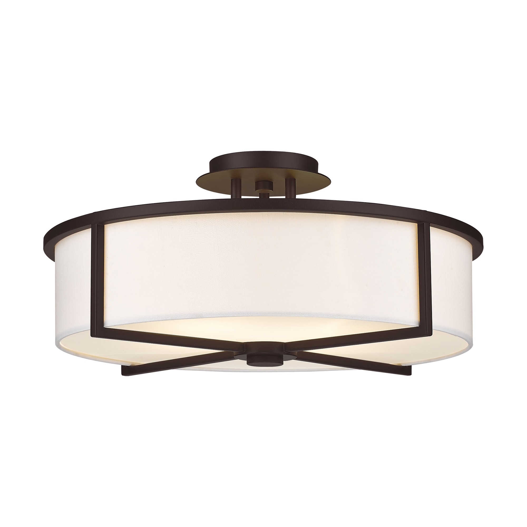 Livex Lighting 51075-07 Wesley 1 -Light 19-in Bronze Semi Flush Mount Light