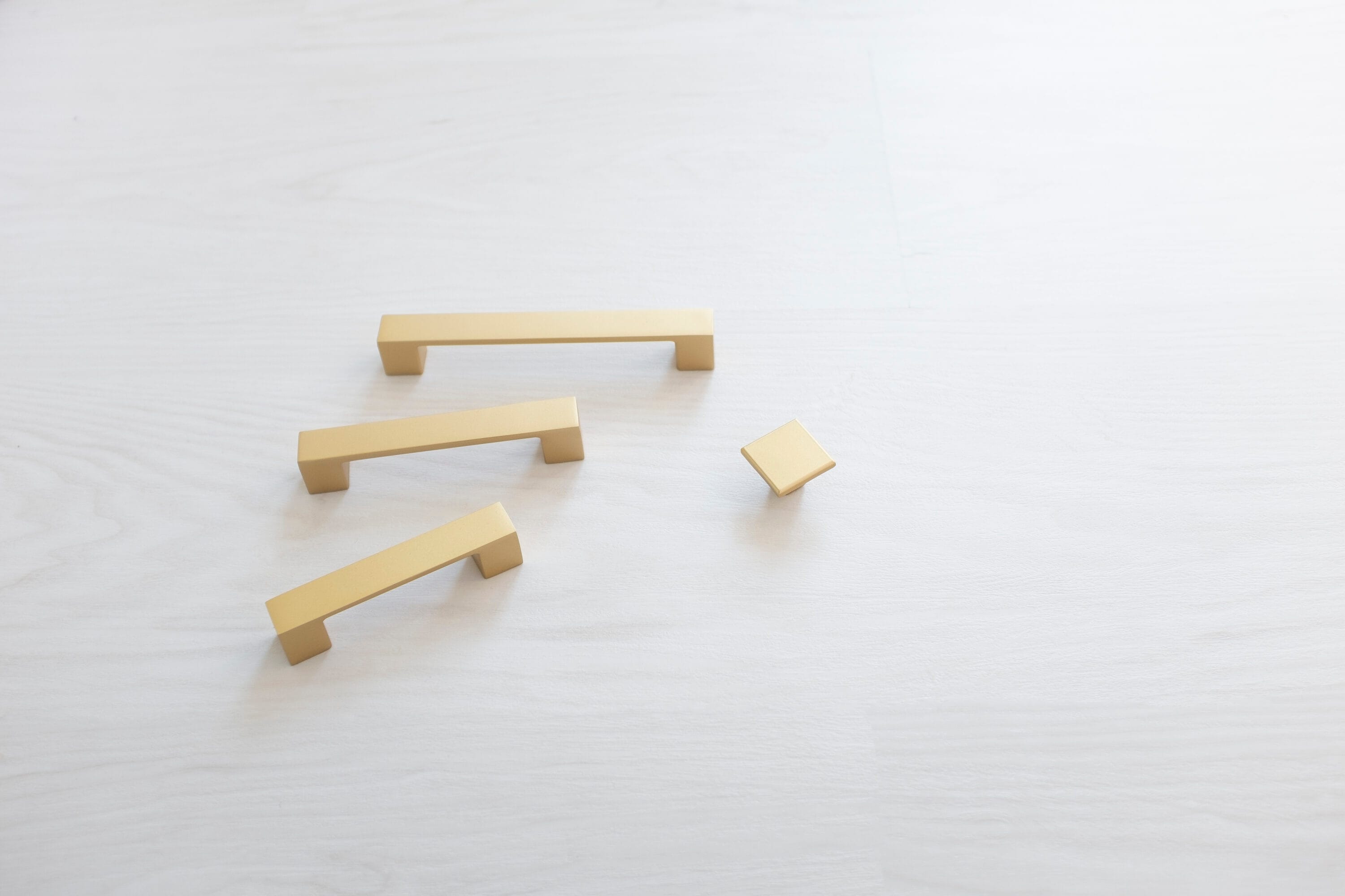 Brushed Brass Modern Bar Pulls with Mounting Hardware