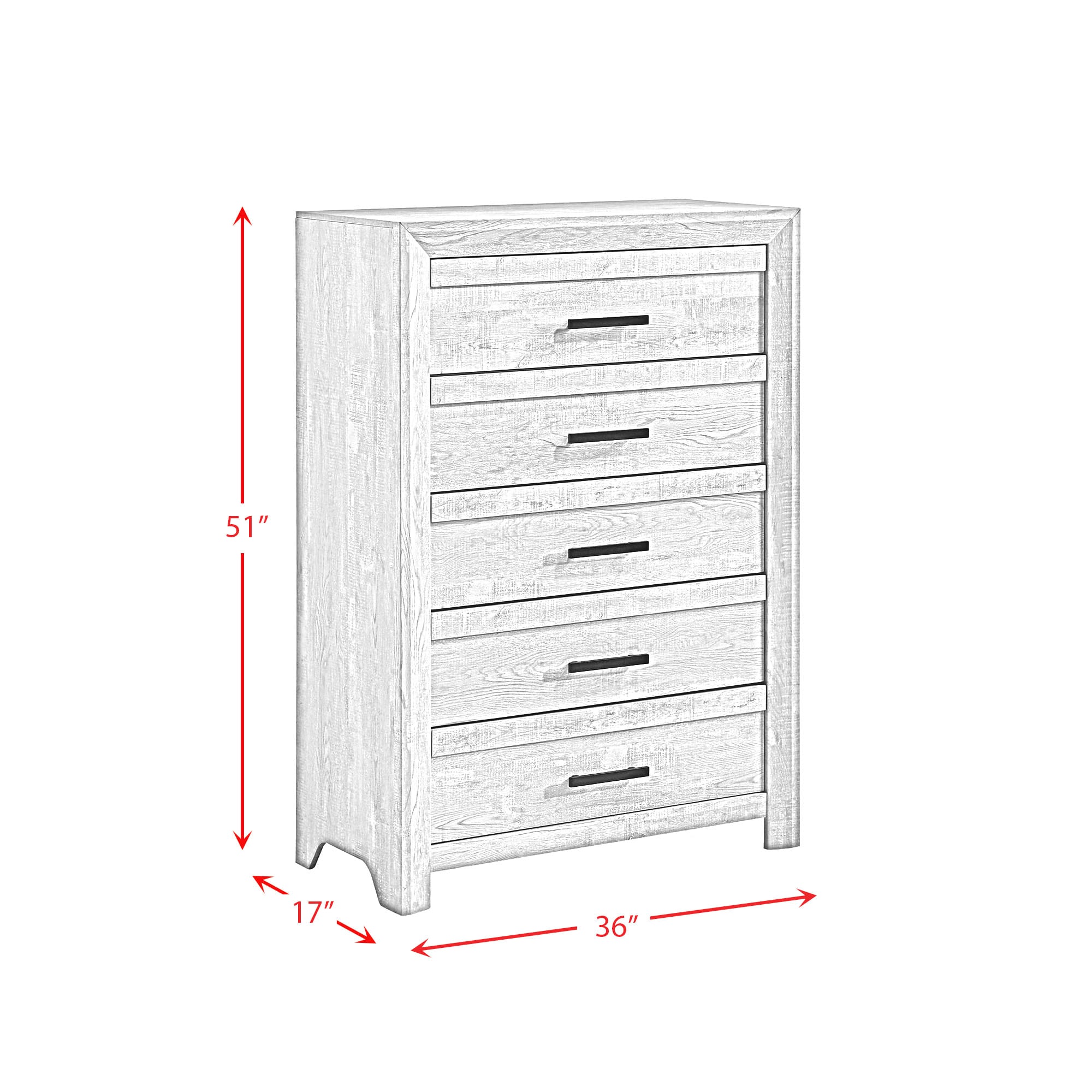 Keely Ash White Chevron Panel 5-Piece Bedroom Set