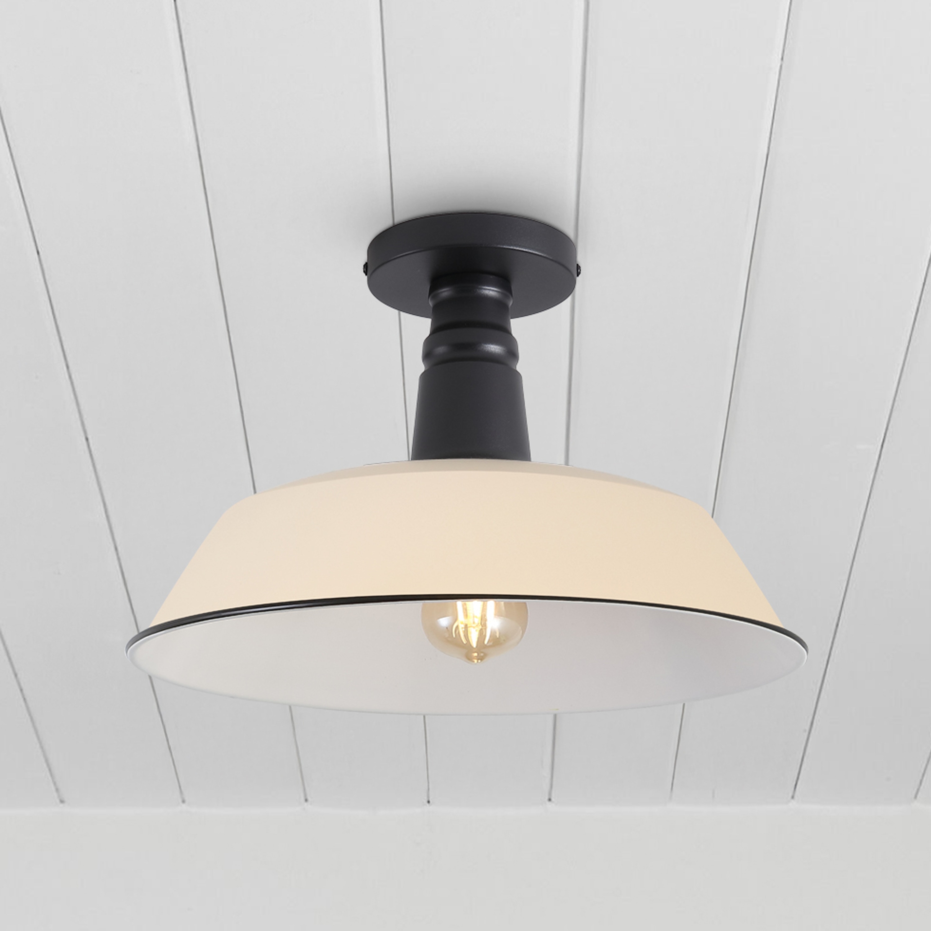 JONATHAN  Y JYL7617J Camilla 14" Classic Industrial Iron 1 -Light 14-in Polished Brown Indoor/Outdoor Semi Flush Mount Light