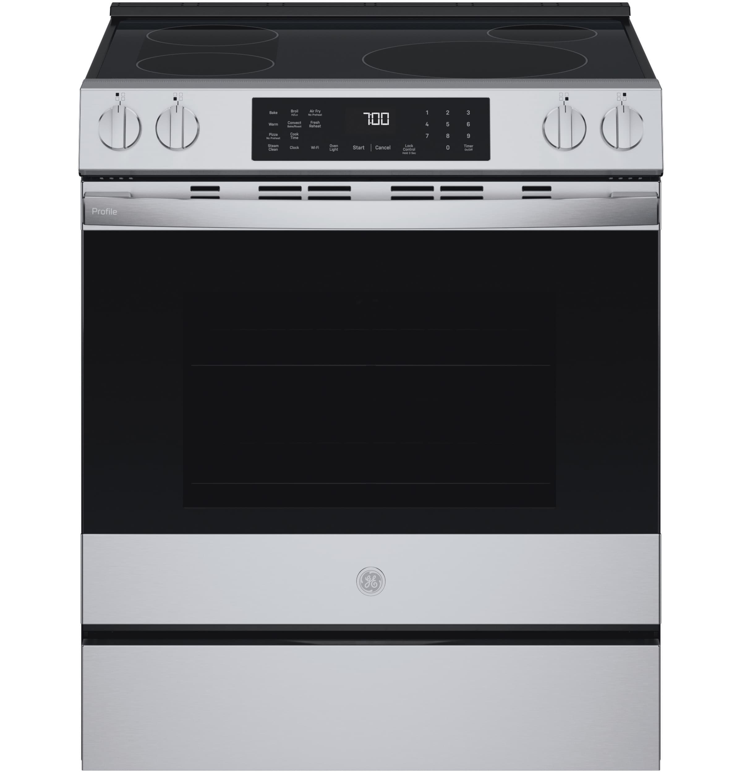 GE PHS700AYFS Profile 30-in 4 burners 5.3-cu ft 5.3-cu ft / Air Fry Convection Oven Slide-In Single Induction Range ( Stainless Steel )