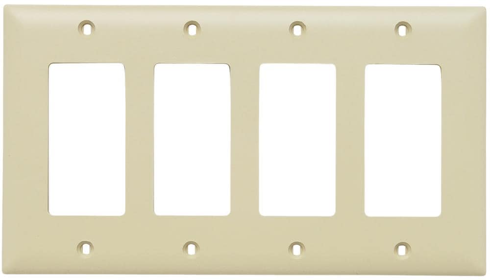 Legrand TP264ICC10 Pass Seymour 4 -Gang Midsize Size Ivory Nylon Indoor Decorator Wall Plate