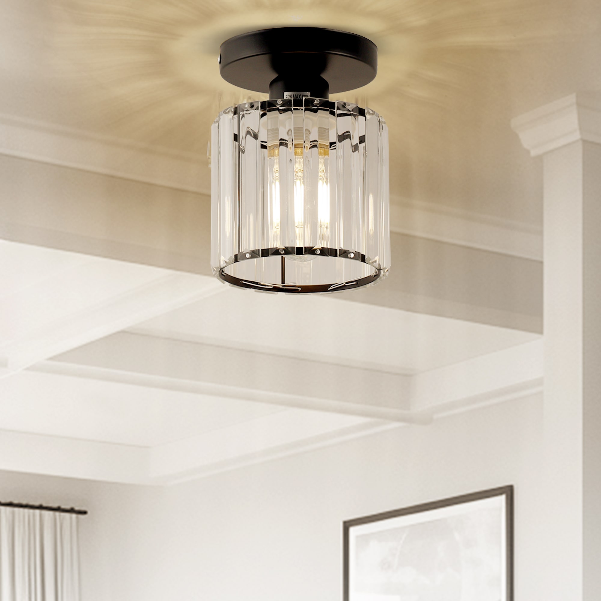 YANSUN L-WL069G 1 -Light 7.48-in Gold Semi Flush Mount Light