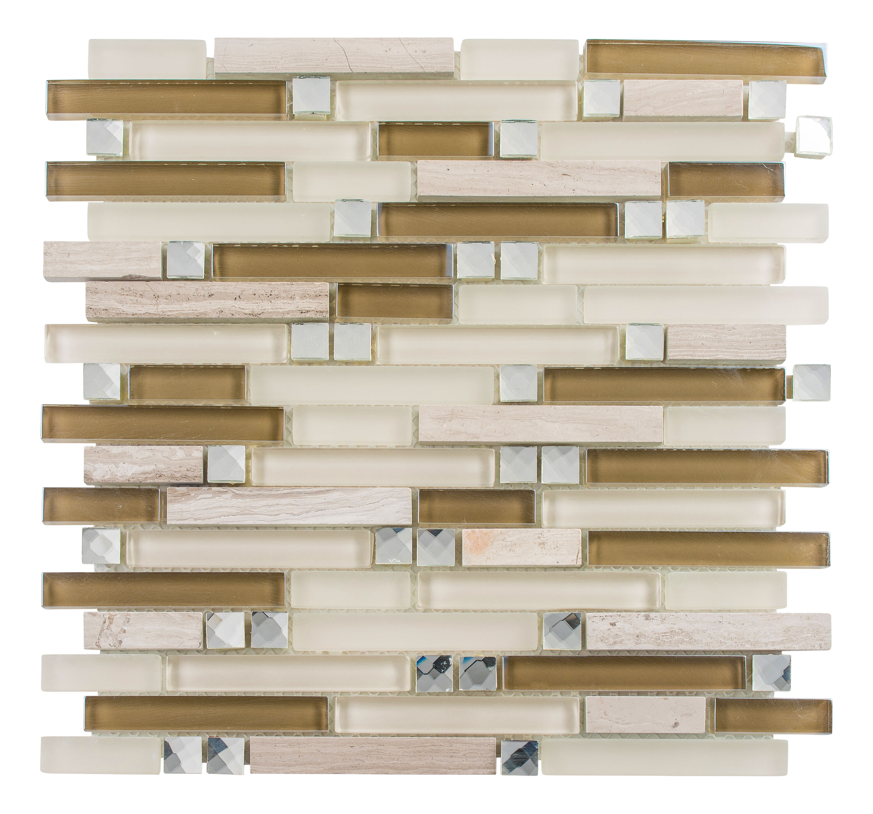 Andova Tiles ANDHAP416 HAPPY Meadow 12-in x 12-in Polished Glass/Stone Patterned Linear Mosaic Floor and Wall Tile (0.97-sq. ft/ Piece)