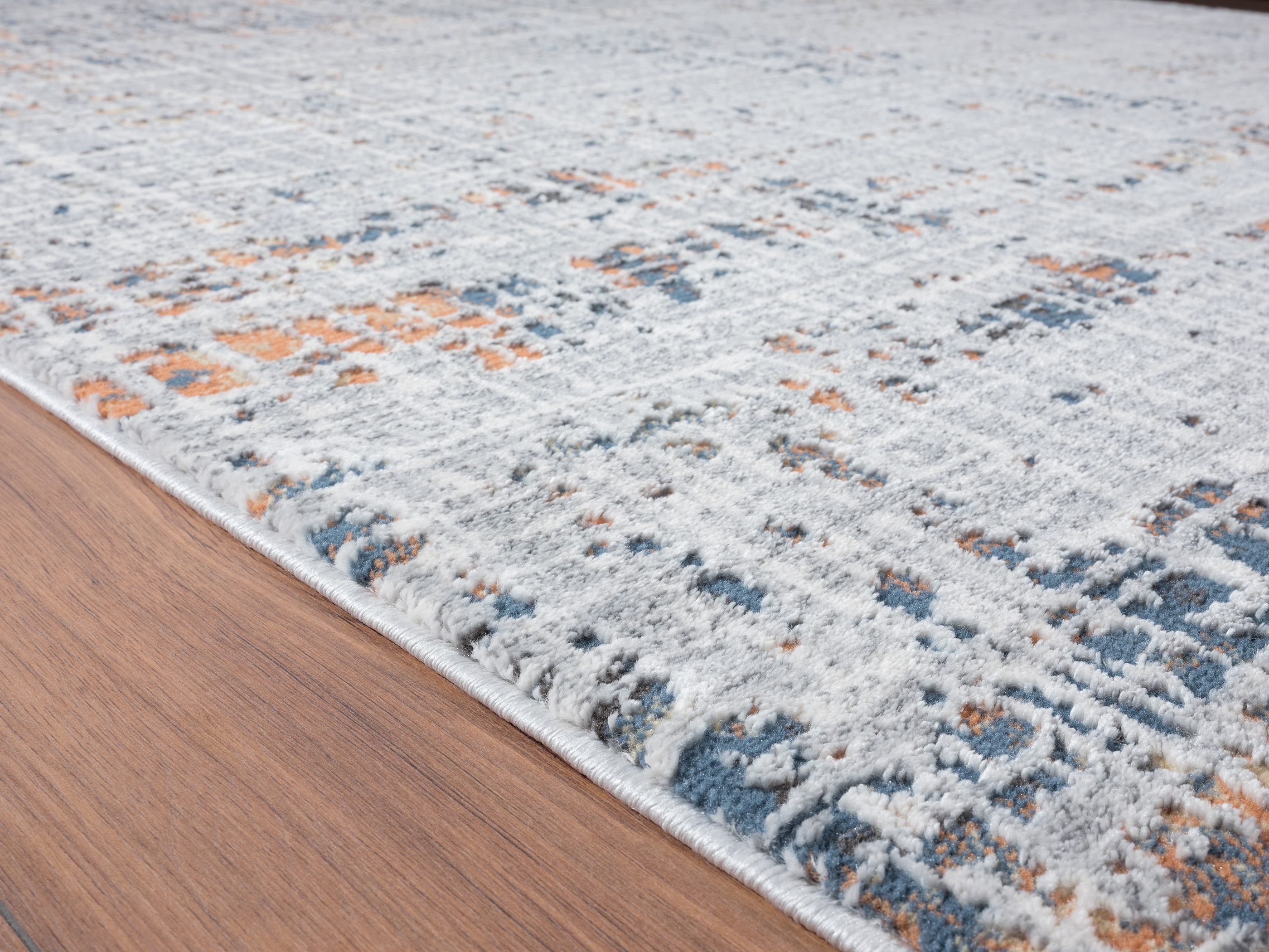Allure Livia Blue Rectangular Synthetic Area Rug 2' x 3'